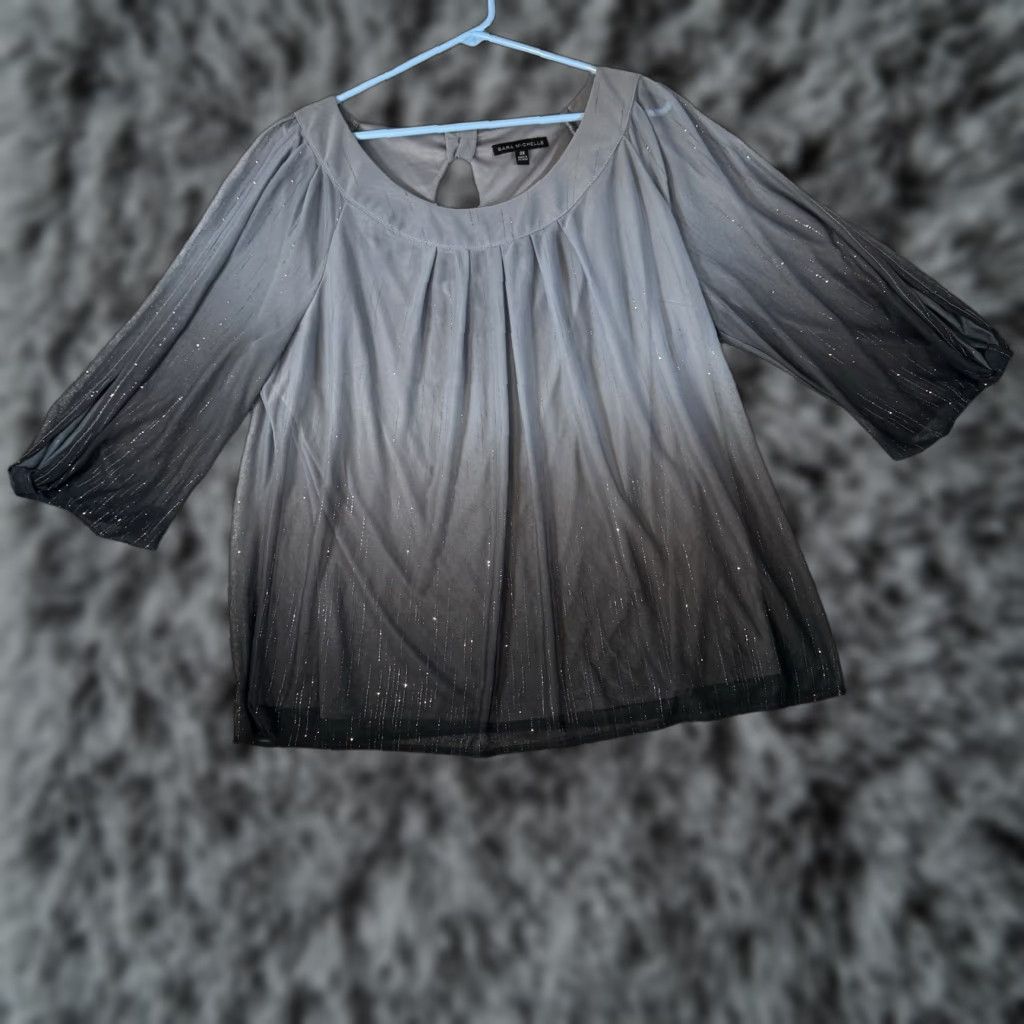 Vintage Sara Michelle Blouse 2X Plus Ombre Dark Romantic Witchy Fairy Grunge Whimsigoth Size XXL / US 16-18 / IT 52-54 - 1 Thumbnail