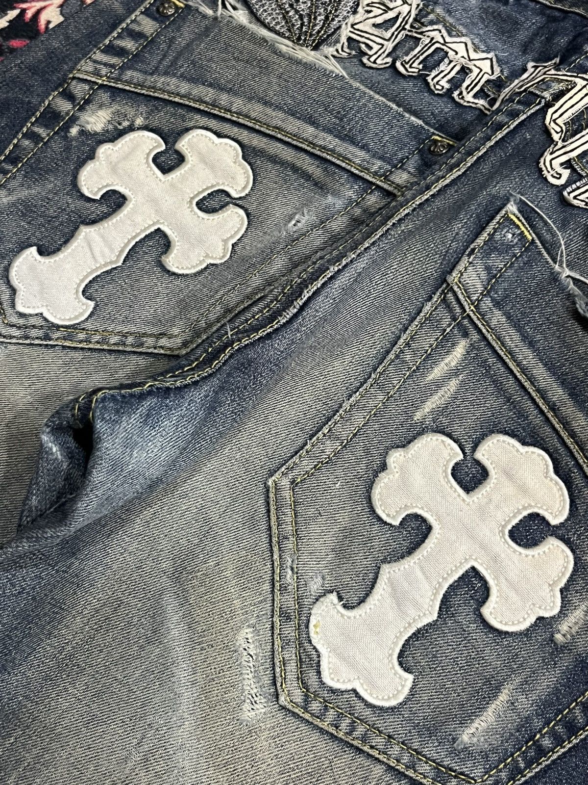Affliction Japanese Be Ambition White Cross “Ambition” Slogan Jeans Size US 30 / EU 46 - 11 Thumbnail
