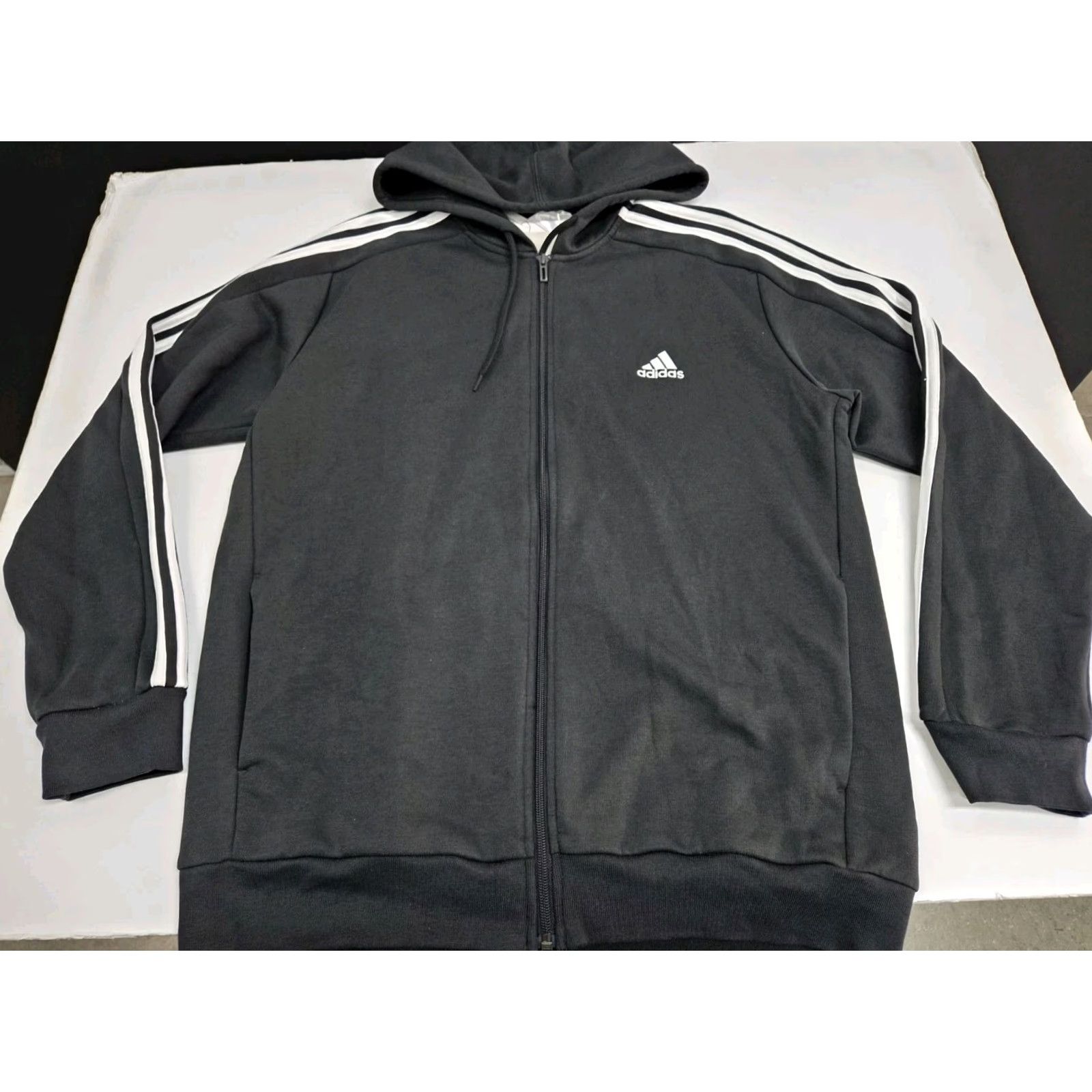 Adidas adidas Mens 3 Stripe Full Zip Hoodie Jacket Black Size L Size US L / EU 52-54 / 3 - 3 Thumbnail