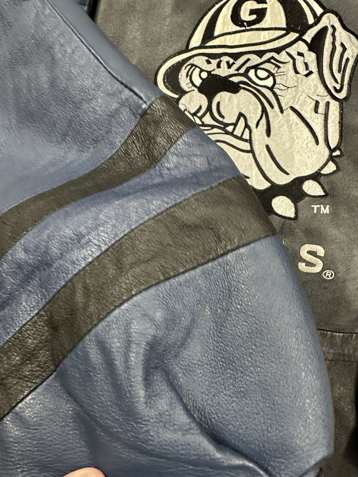 Vintage Vintage 90s Speedy Georgetown Hoyas Leather Chore Jacket Size US L / EU 52-54 / 3 - 9 Thumbnail