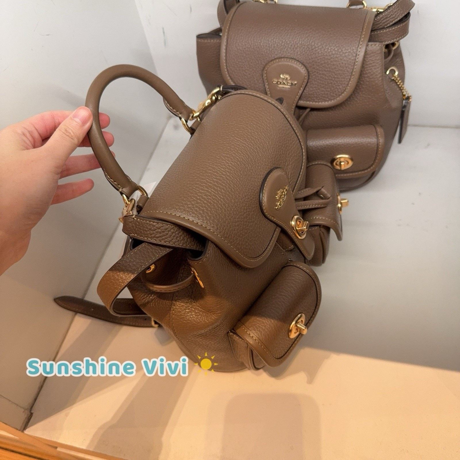 Coach NWT Coach Hadley Backpack CBH09 pebble leather Dark stone Size ONE SIZE - 2 Thumbnail