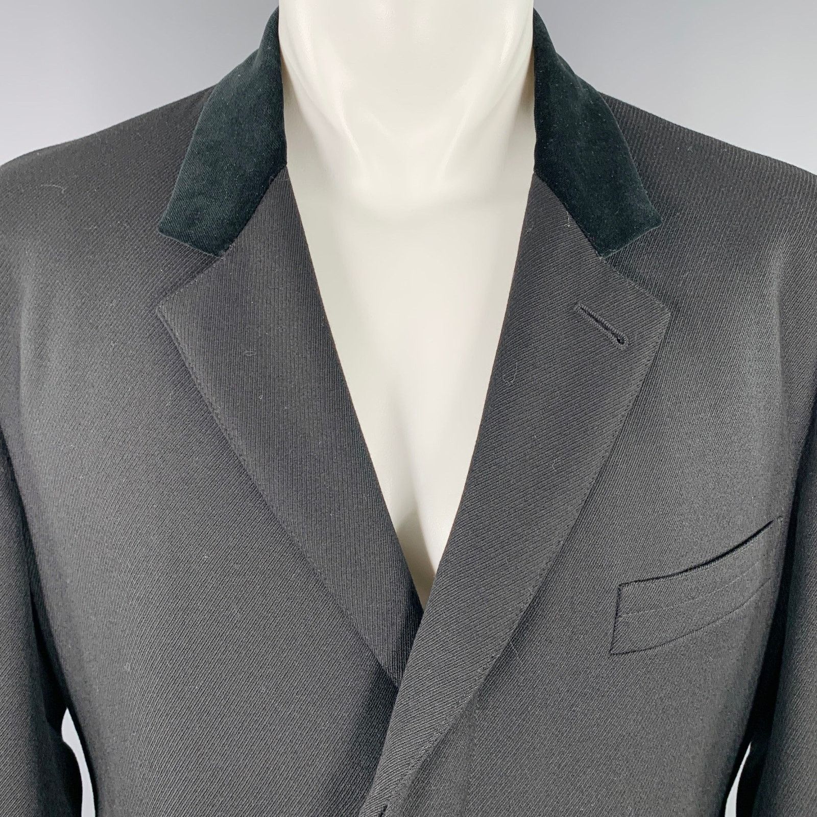 Brooks Brothers 2007 Size M Black Twill Wool Single Breasted Coat Size US M / EU 48-50 / 2 - 2 Thumbnail