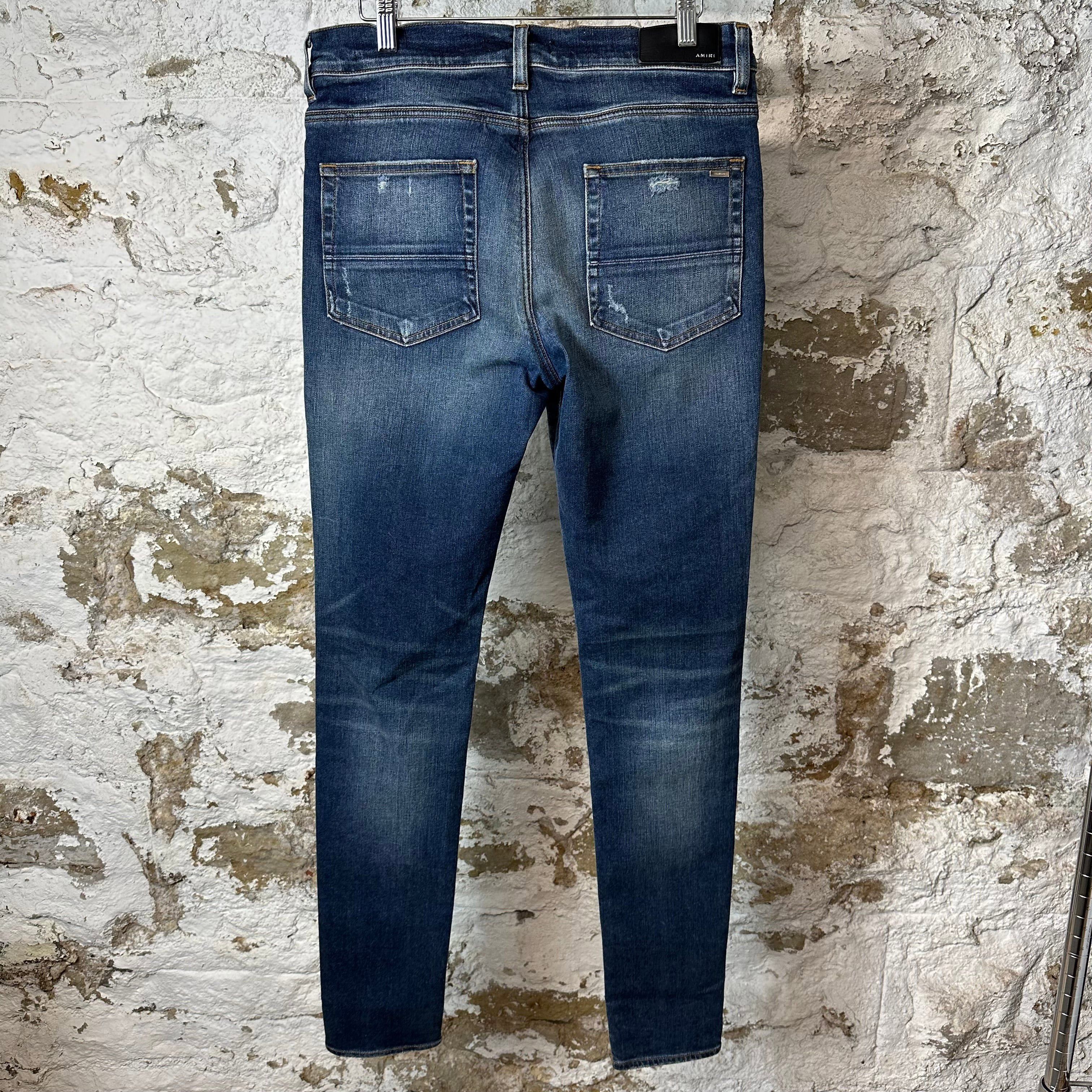 Amiri Amiri MX1 Blue Plaid Flannel Dark Blue Denim Jeans Sz 33 Size US 33 - 2 Thumbnail