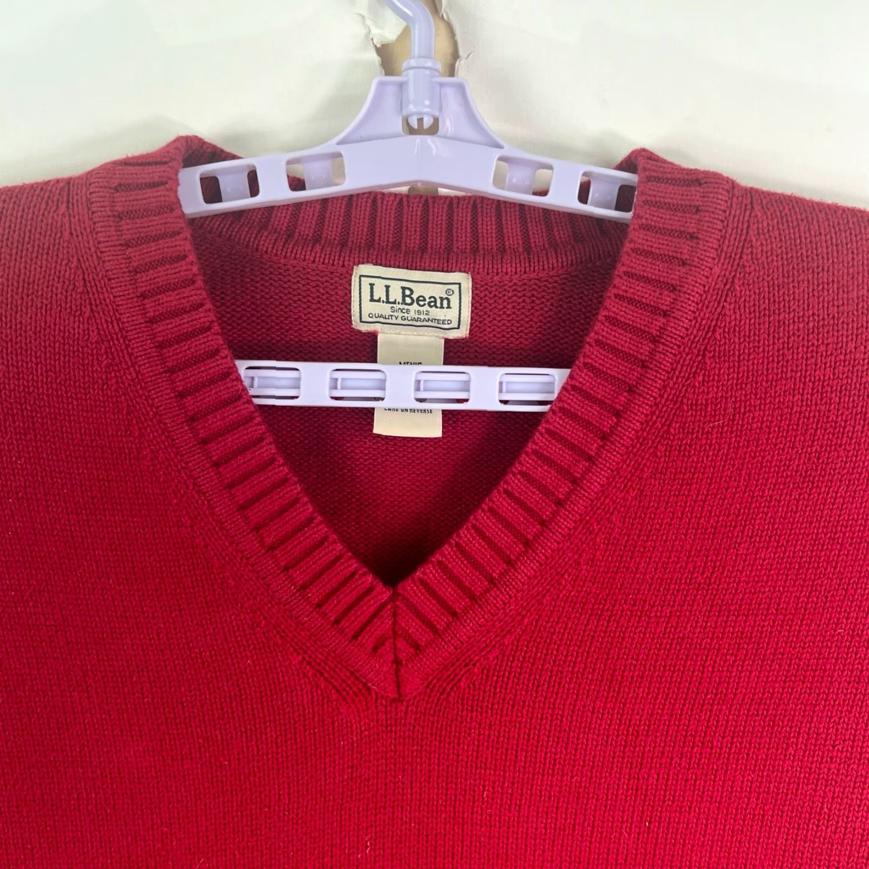 Vintage L.L. Bean Mens 2XL Red V Neck Cotton Pull Over Sweater Size Size US XXL / EU 58 / 5 - 2 Thumbnail