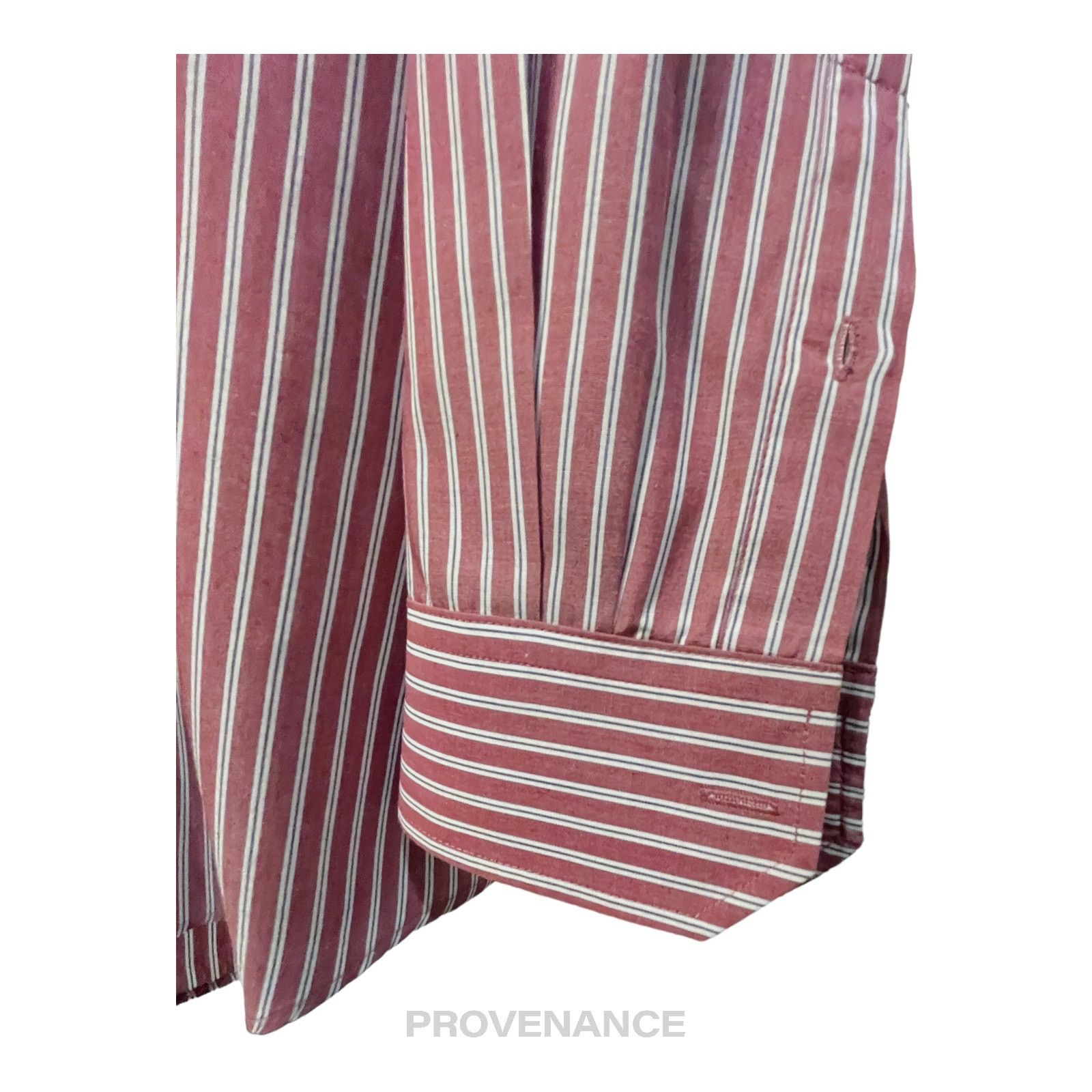 Balmain 🔴 Balmain Button Down Shirt - Red/White Striped Size US XL / EU 56 / 4 - 5 Thumbnail