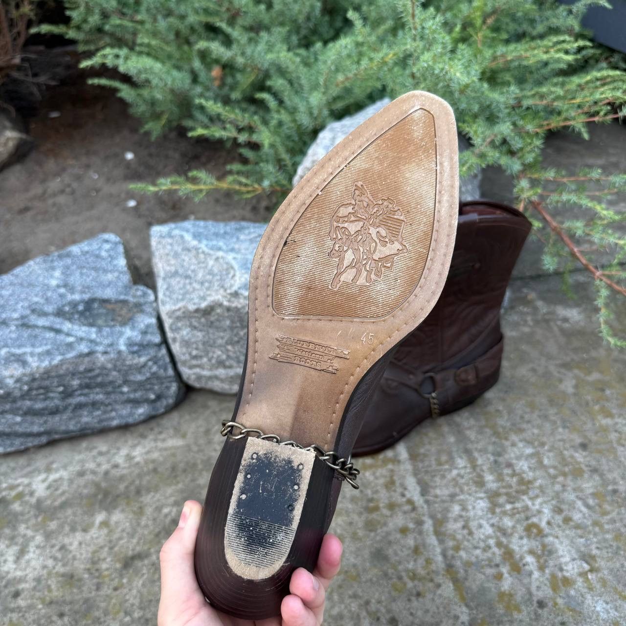 Le Grande Bleu (L.G.B.) VTG Japanese Style Western Blue river Cowboy Leather Boots Size US 12 / EU 45 - 5 Thumbnail
