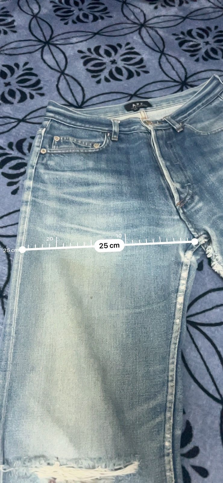 A.P.C. × Vintage A.P.C - Rue De Fleurus Paris Selvedge Button Fly Distressed Size US 29 - 24 Thumbnail
