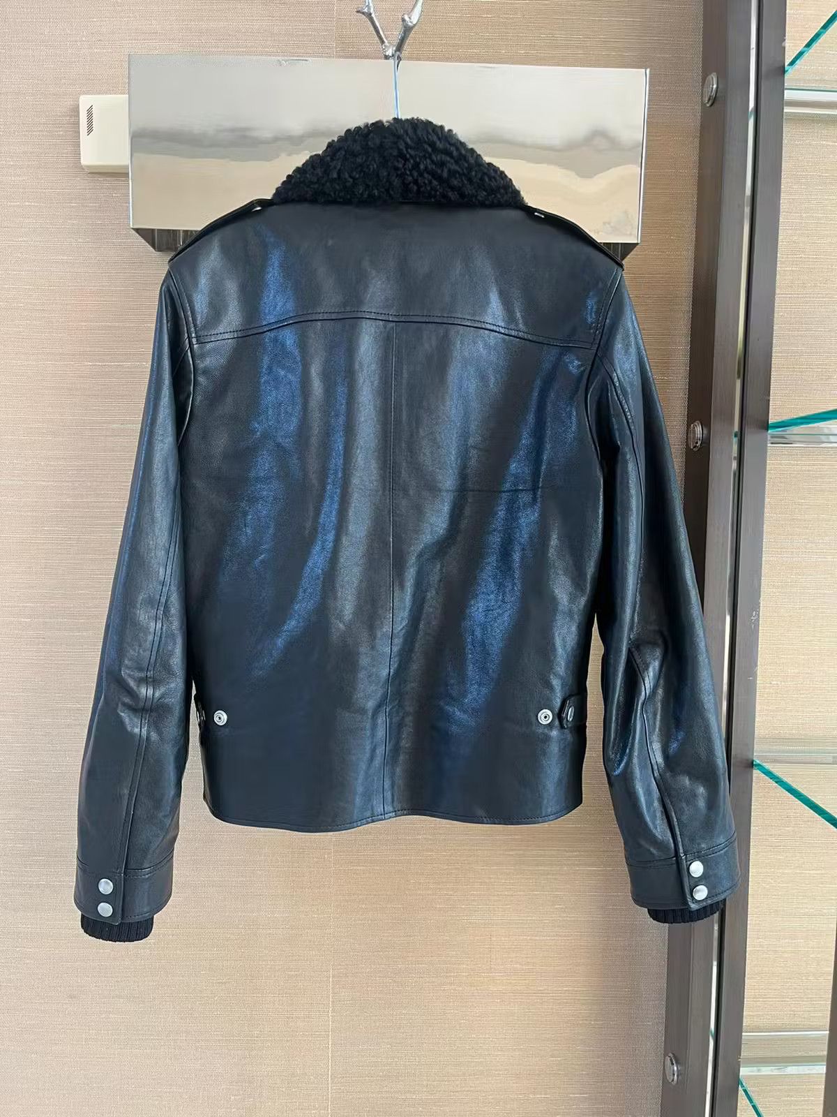 Saint Laurent Paris Shearling Collar Leather Jacket in Black Size US S / EU 44-46 / 1 - 9 Thumbnail