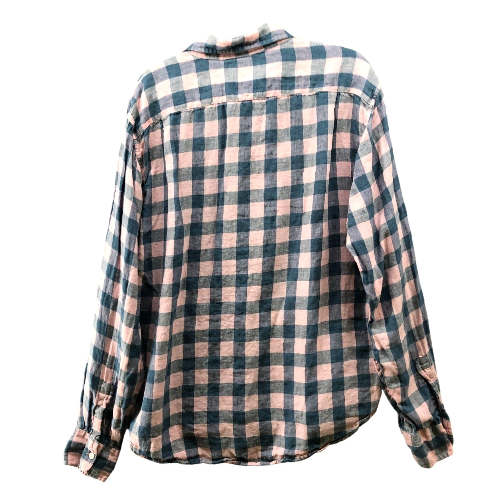 Bonobos Bonobos 100% Linen Button-Up Shirt Mens L Pink Blue Check Long Sleeve Casual Fit Size L / US 10 / IT 46 - 2 Thumbnail