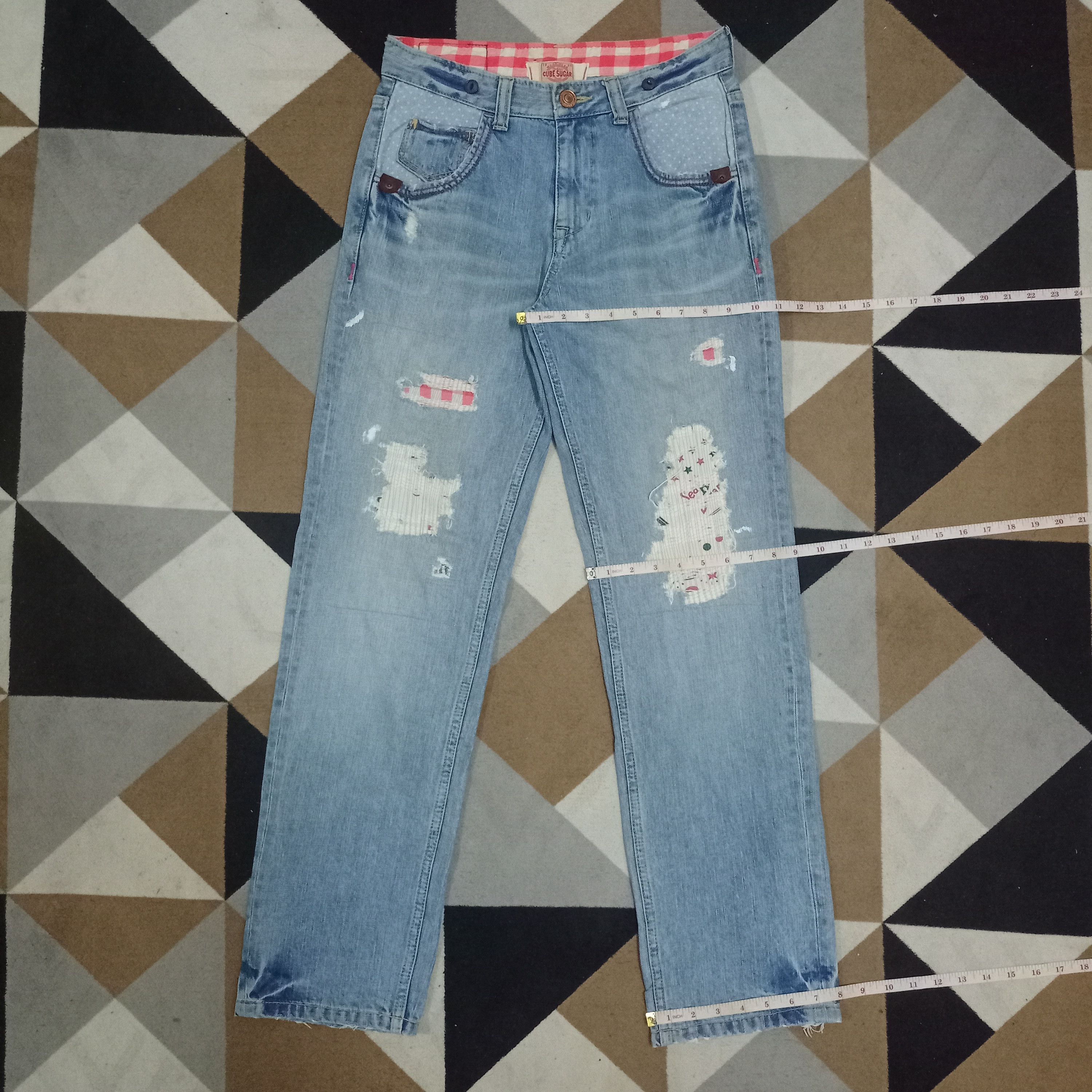 Japanese Brand Vintage Japanese Brand Workwear Loose Patched Jeans Size US 29 - 11 Thumbnail