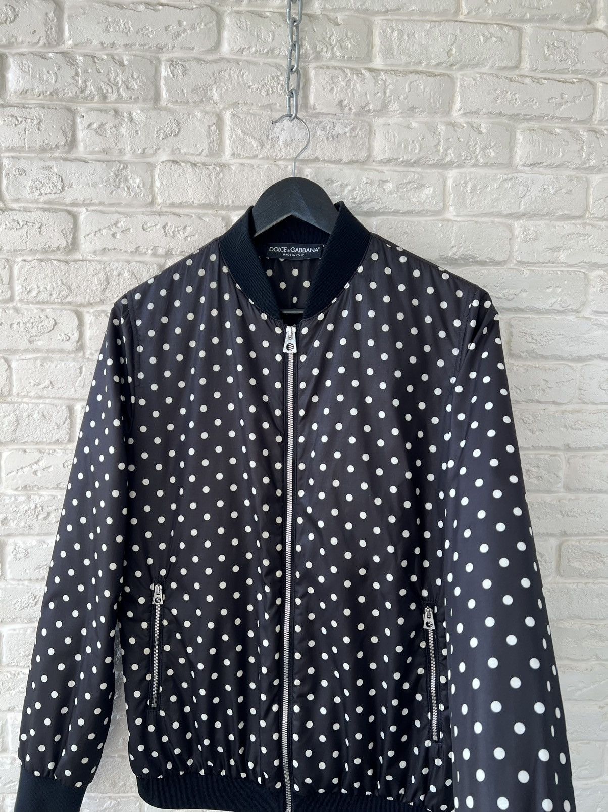 Dolce & Gabbana Dolce&Gabbana Black Polka Dot Zip Bomber Jacket Size M / US 6-8 / IT 42-44 - 3 Thumbnail