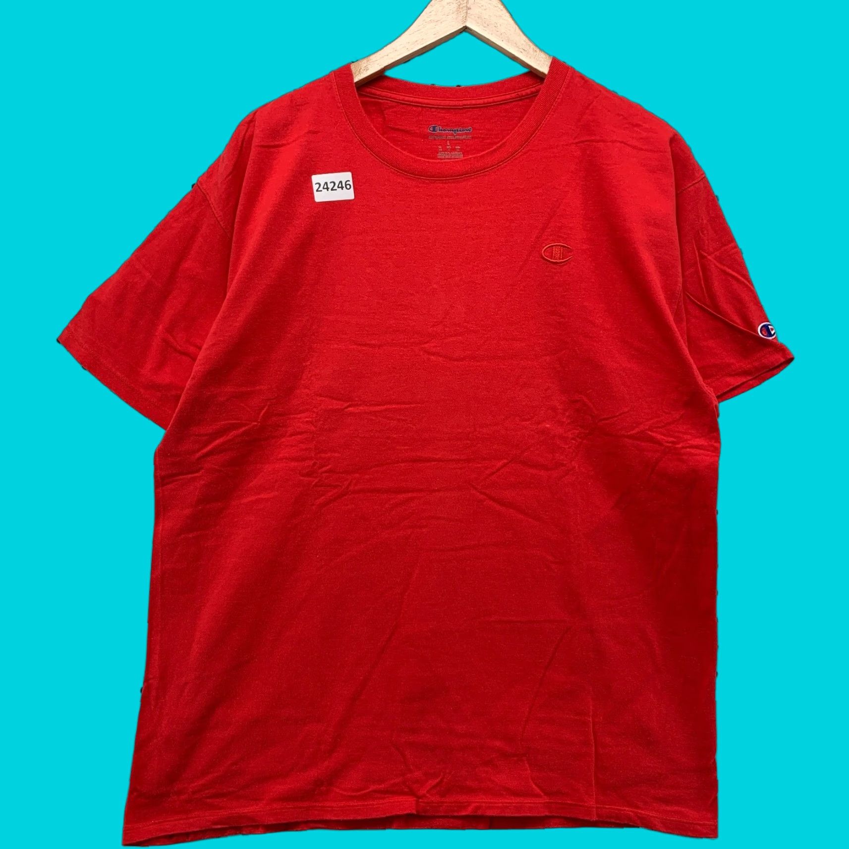 Champion VINTAGE Champion Shirt Red Embroidered Tonal Logo Adult Large Short Sleeve 21x28 Size US L / EU 52-54 / 3 - 1 Thumbnail