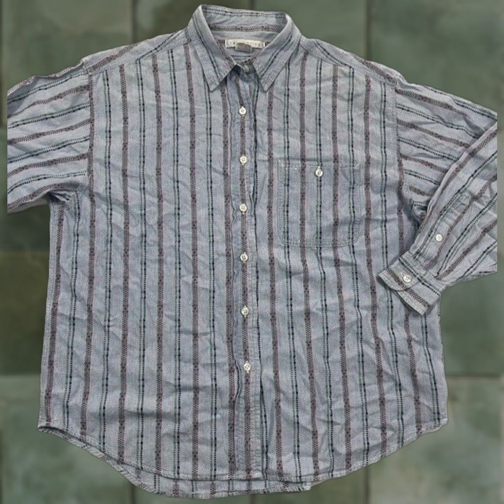 Vintage The Limited Shirt Women L Blue Chambray Button-Up Oversized 90's 2000S (Size Large)