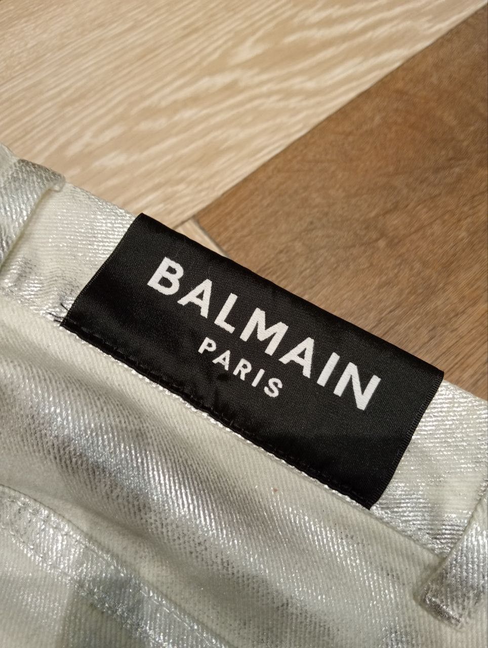 Balmain Balmain Paris Slim Metallic White Biker Jeans Size US 29 - 10 Thumbnail