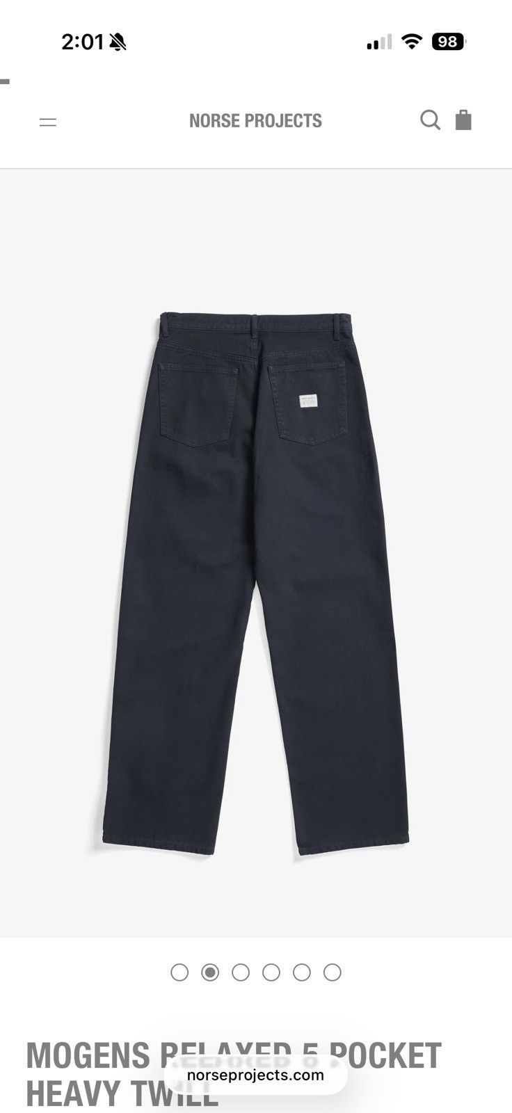 Norse Projects 5 pocket Heavy Twill Size US 33 - 5 Thumbnail