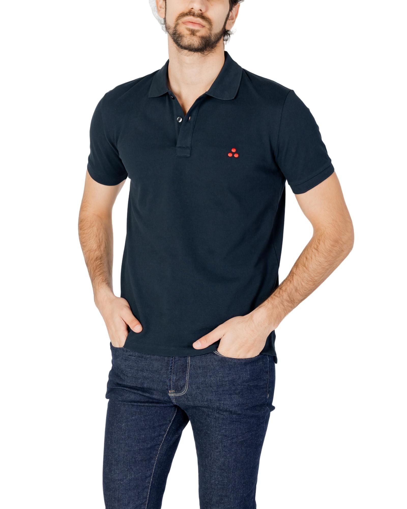 image of Peuterey Button-Front Polo Shirt in Blue, Men's (Size 2XL)