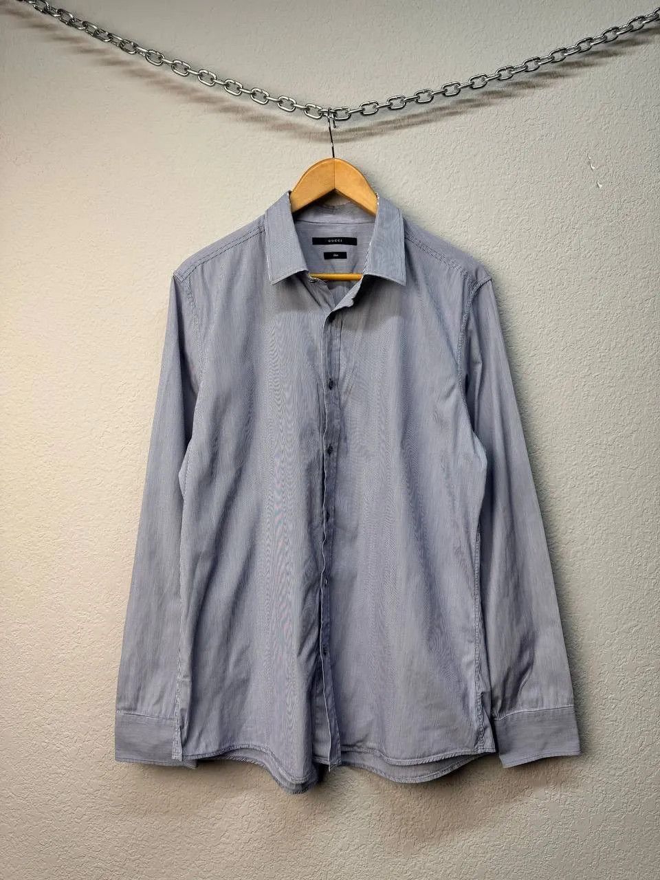 Gucci Vintage Gucci RARE Striped Silk Blue Shirt Size US L / EU 52-54 / 3 - 1 Thumbnail