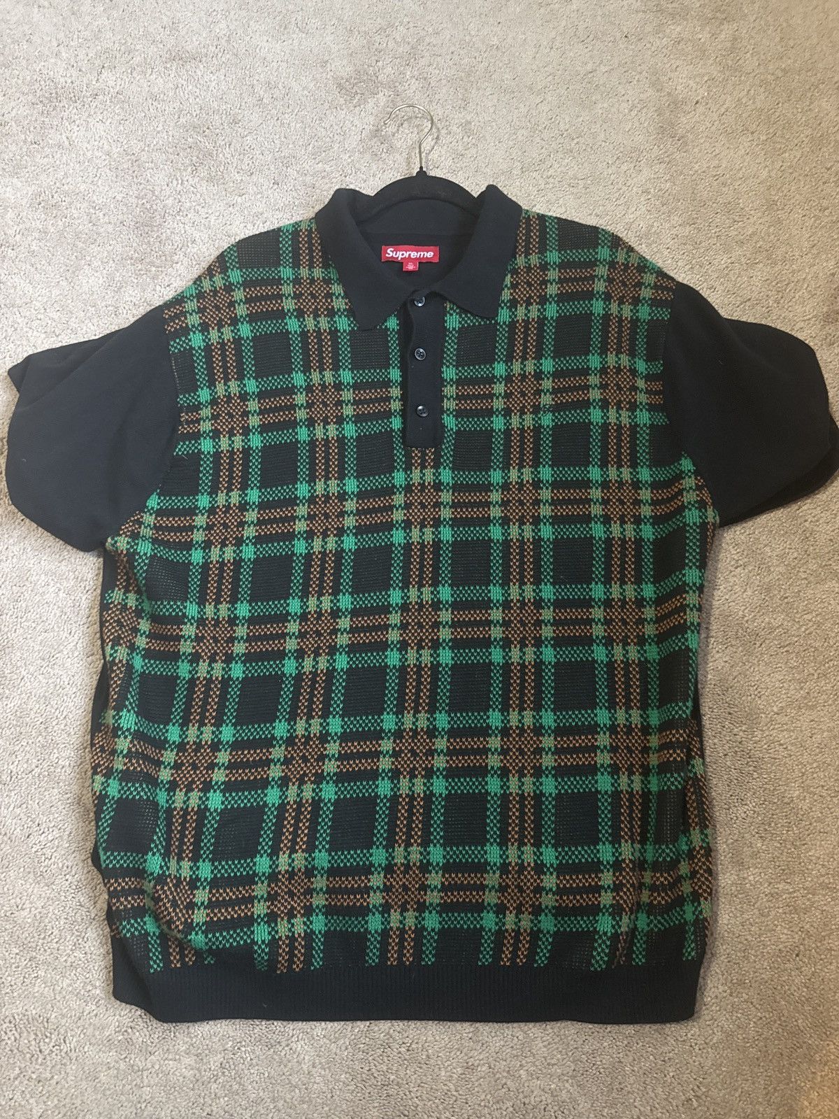 Supreme Plaid Knit S S Polo (SS24) - $128