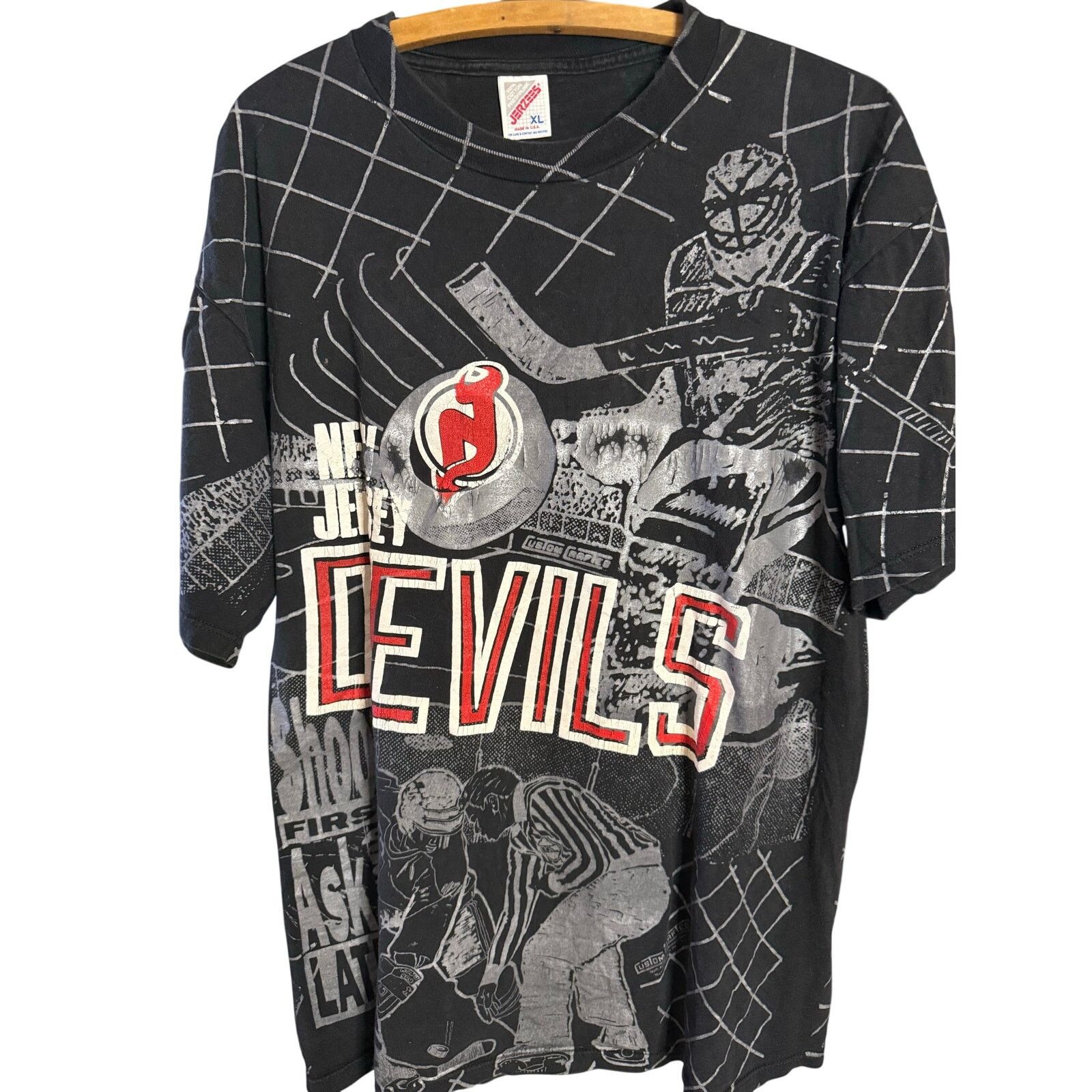 Jerzees Vintage New Jersey Devils AOP Tee Size US XL / EU 56 / 4 - 1 Thumbnail