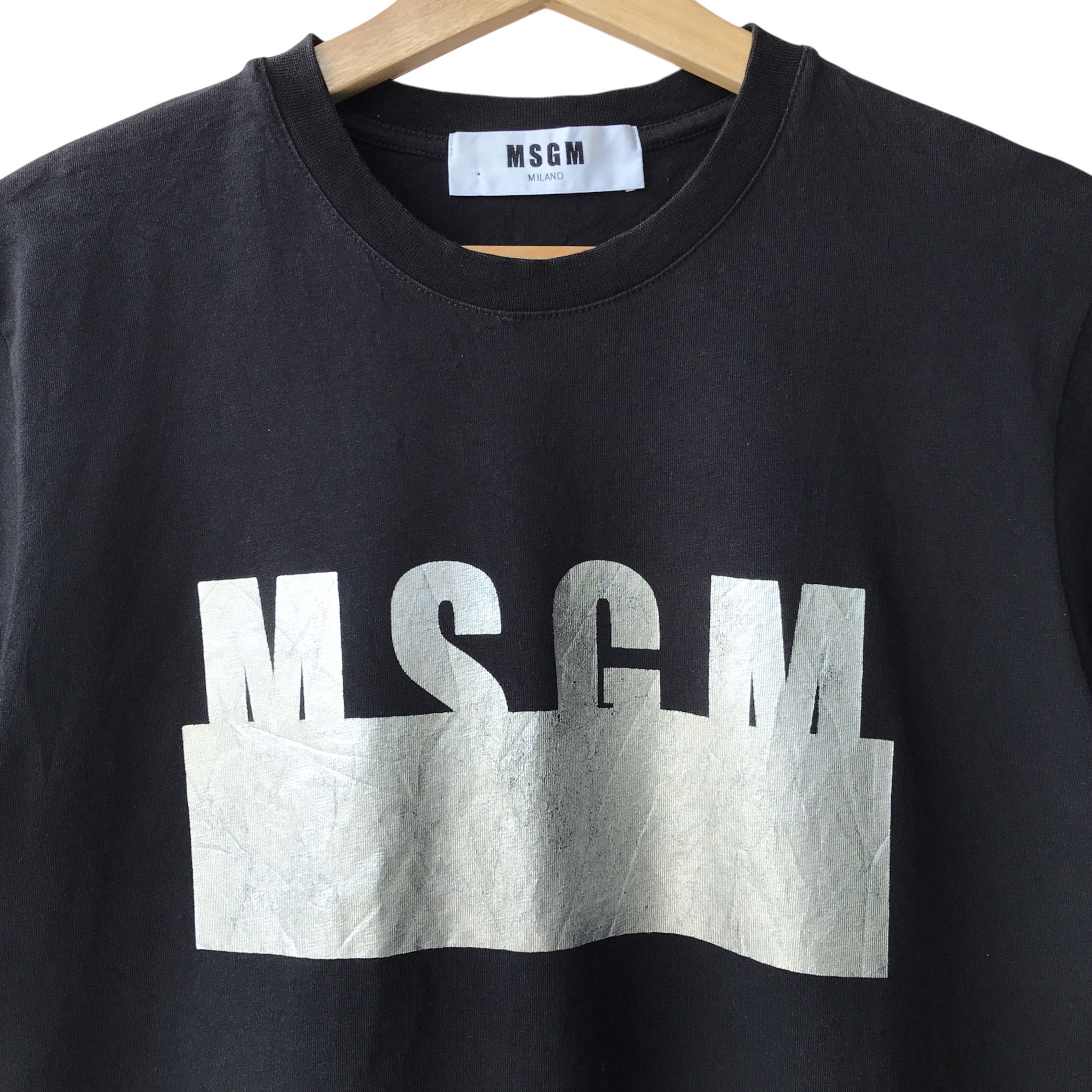 MSGM MSGM Milano Made In Italy Designer Chrome Logo Tee Size US S / EU 44-46 / 1 - 3 Thumbnail