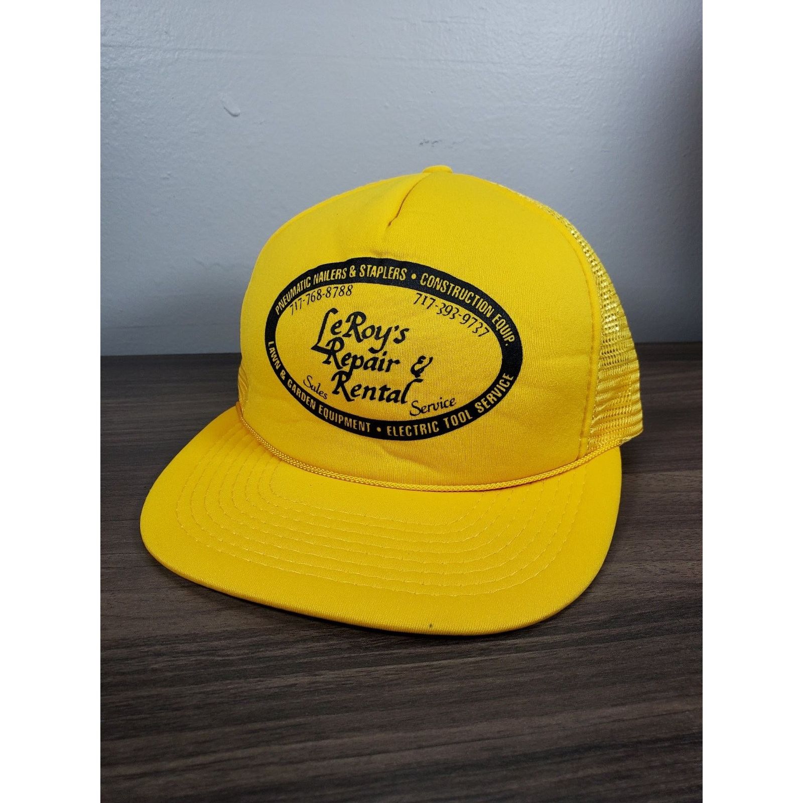 Vintage LeRoy's Repair & Rental Mesh Trucker Hat Yellow Snapback Cap Size ONE SIZE - 7 Thumbnail