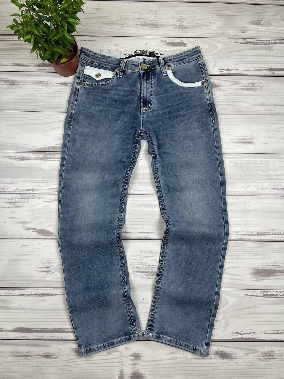 True Religion Y2K Grey Blue Distressed Jeans True Religion Aesthetic Size US 36 / EU 52 - 2 Thumbnail