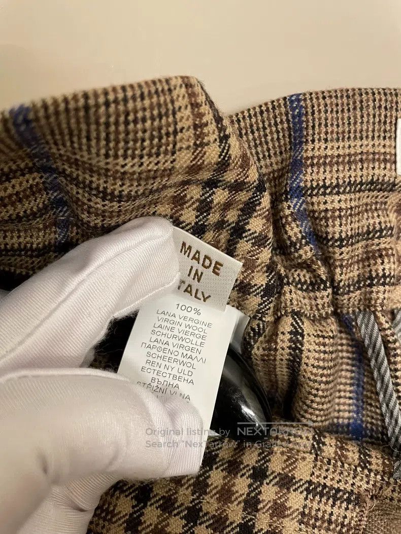 Brunello Cucinelli Brunello Cucinelli Brown check wool casual long pants Size 28" / US 6 / IT 42 - 5 Thumbnail