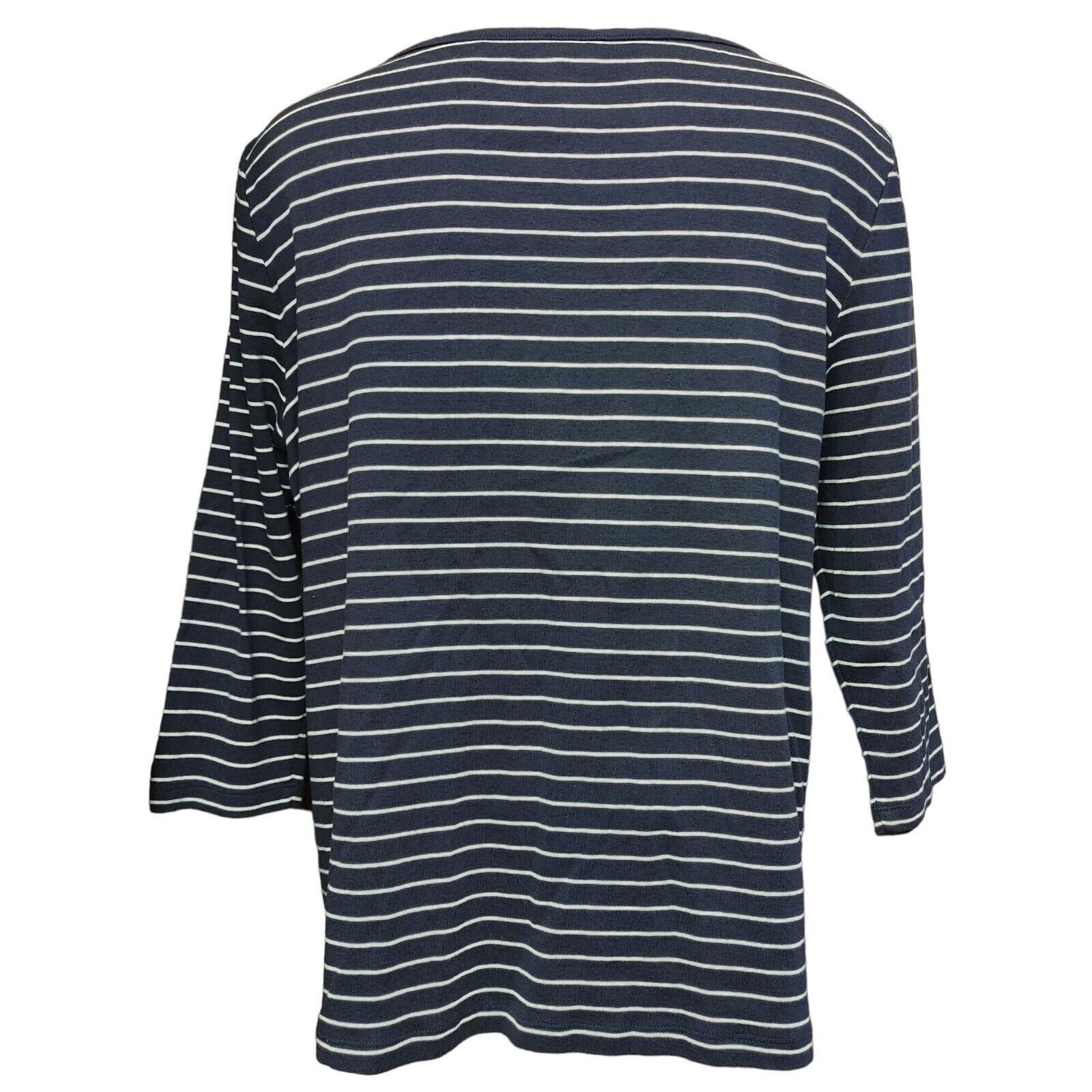 Other St.John's Bay Women's Blue/White 3/4 Sleeve Striped Casual T Size XL / US 12-14 / IT 48-50 - 2 Thumbnail