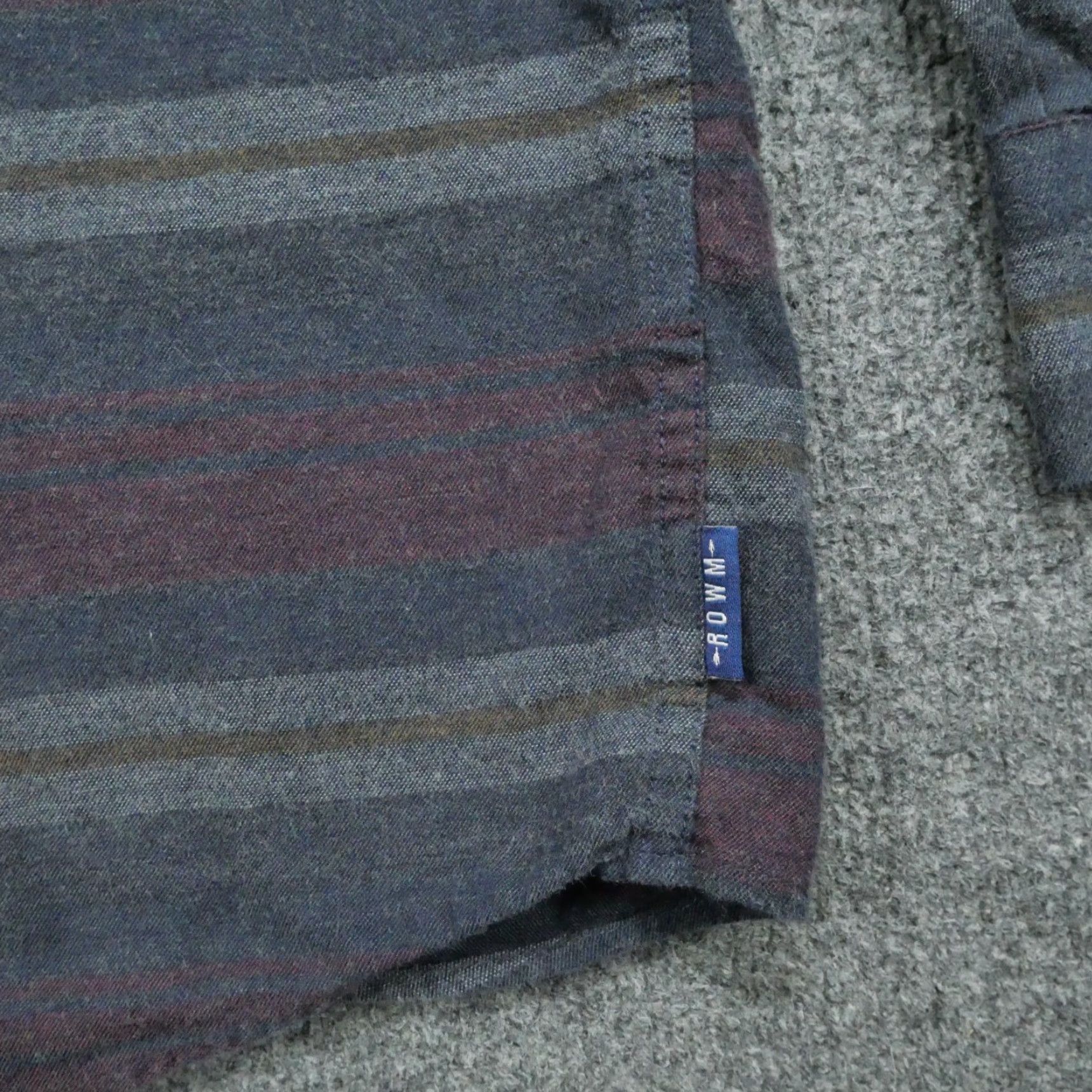 Vintage Rowm Shirt Button-Up Mens Large Grey Purple Striped Cotton Size US L / EU 52-54 / 3 - 3 Thumbnail
