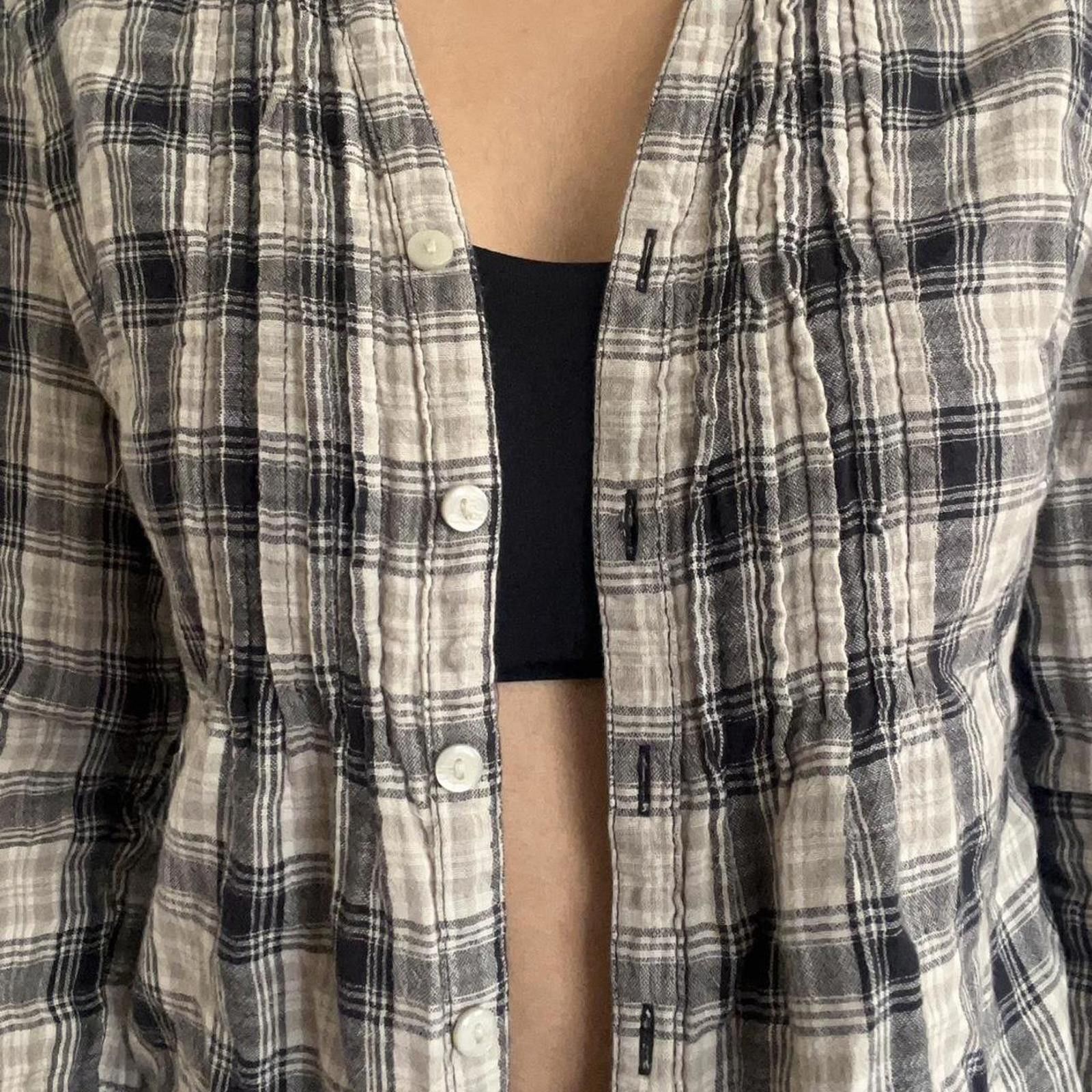 Converse Cream and black plaid button-up flannel Size XS / US 0-2 / IT 36-38 - 8 Thumbnail