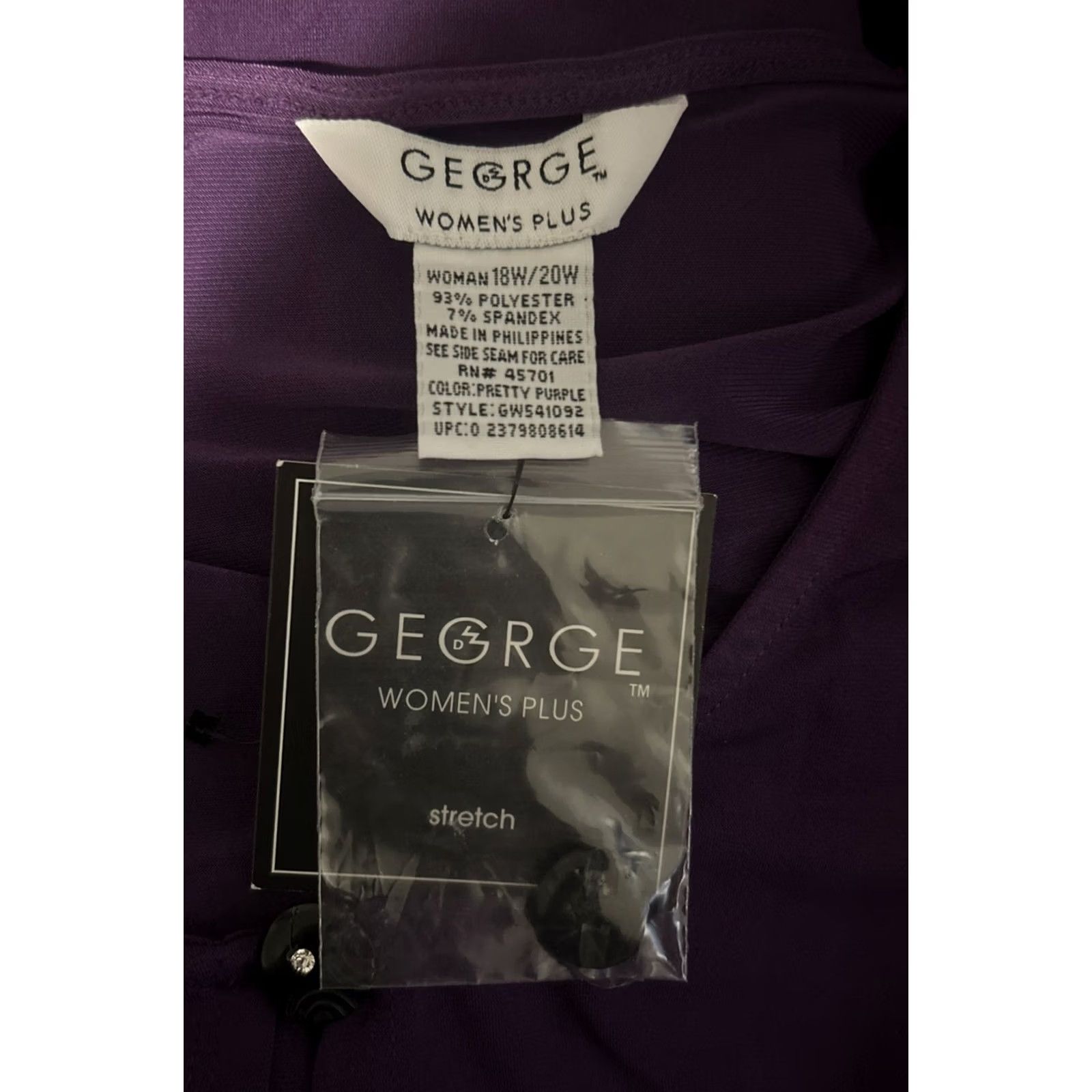 George George Women's Cardigan Purple 18W Duster 3/4 Sleeve Stretch Button NWT 963 Size XXL / US 16-18 / IT 52-54 - 3 Thumbnail