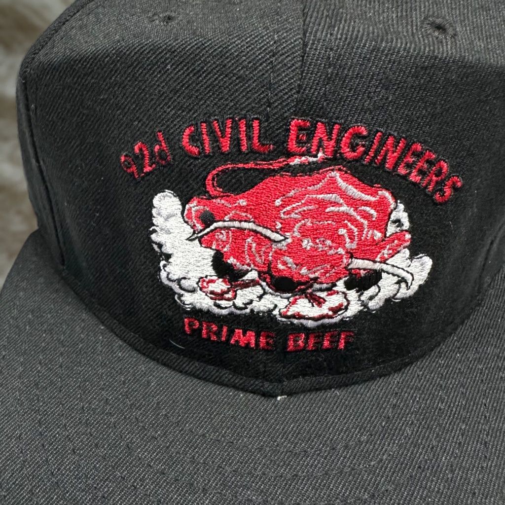 Bally Vtg USAF 92nd Civil Engineers Prime Beef Snapback Ball Cap Black One Size Size ONE SIZE - 1 Thumbnail