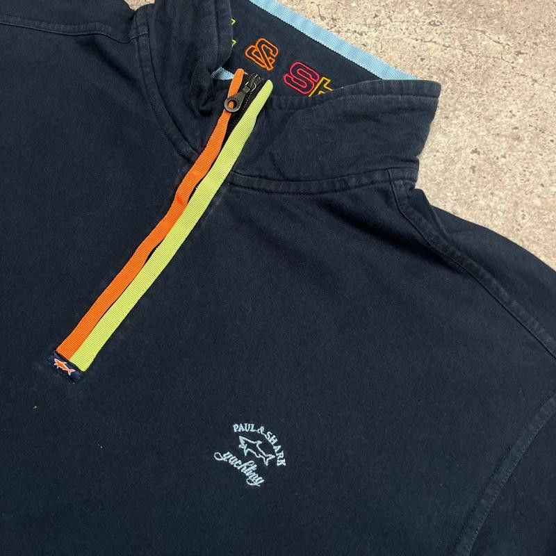 Paul & Shark × Vintage Paul Shark Polo 1/4 Zip Shirt Rugby Cotton Navy Blue Size L Size US L / EU 52-54 / 3 - 4 Thumbnail