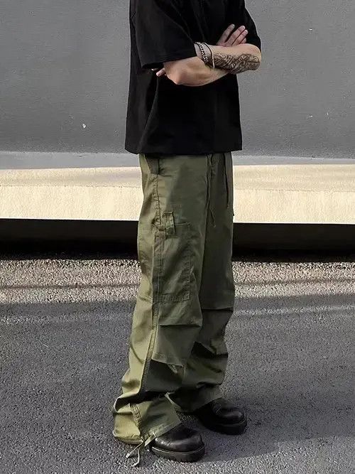 Japanese Brand × Vintage Street Style Green Paratrooper Straight Leg Cargo Pants Size US 32 / EU 48 - 2 Thumbnail