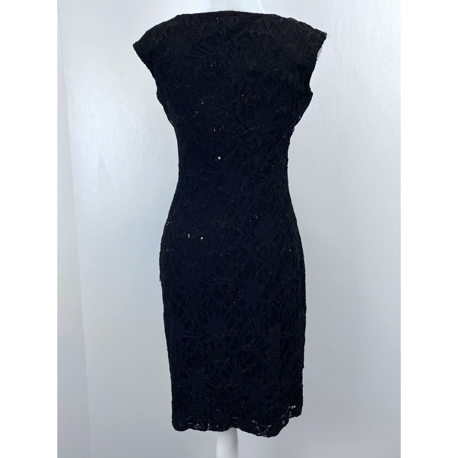 Ralph Lauren VINTAGE Lauren Ralph Lauren Black Lace Stretch Pencil Dress Sz 4 Womens Cocktail Party Formal Size S / US 4 / IT 40 - 3 Thumbnail