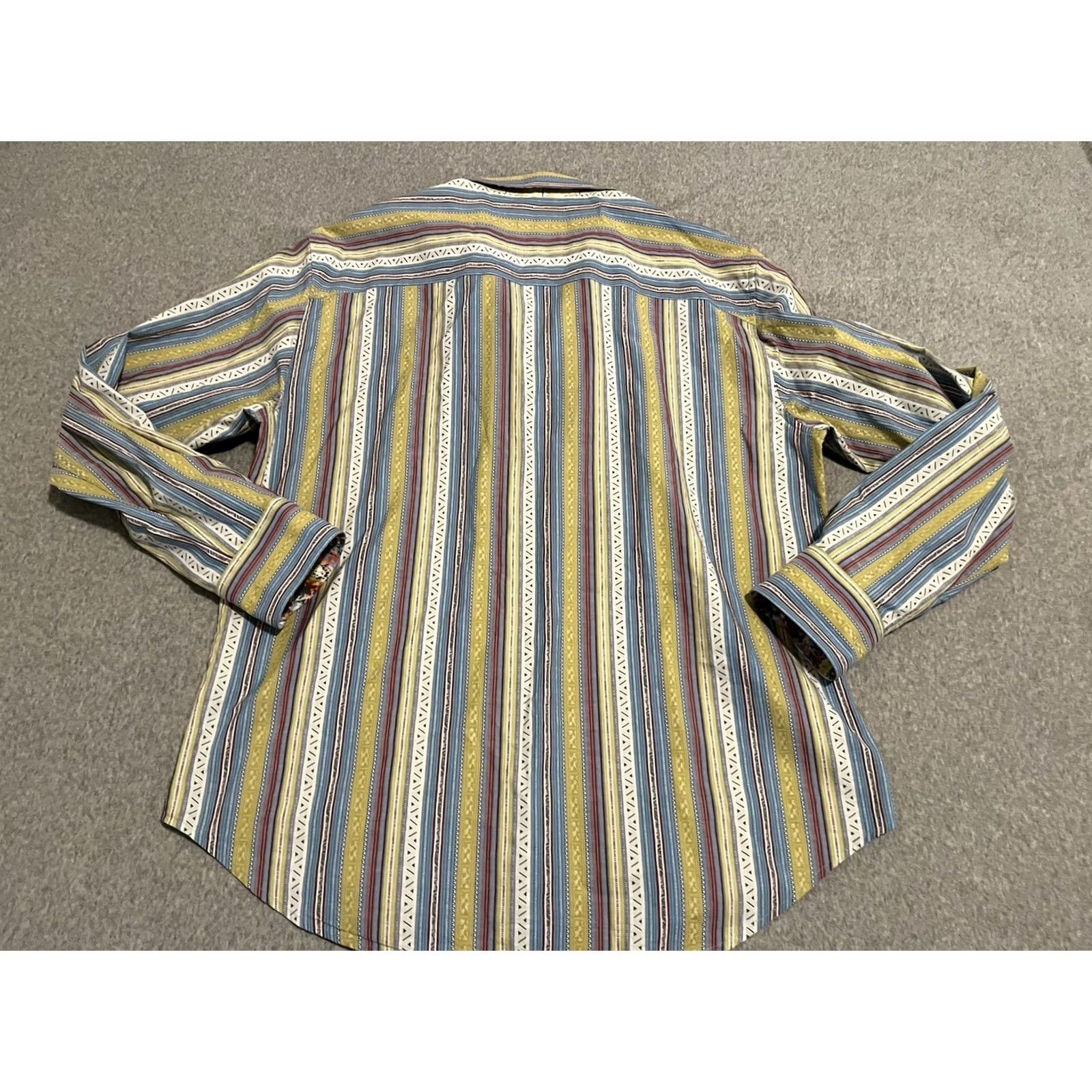 Robert Graham Robert Graham Striped Long Sleeve Button-Up Shirt Mens 2XL Multicolor Embroidered Flip Cuffs Size US XXL / EU 58 / 5 - 7 Thumbnail