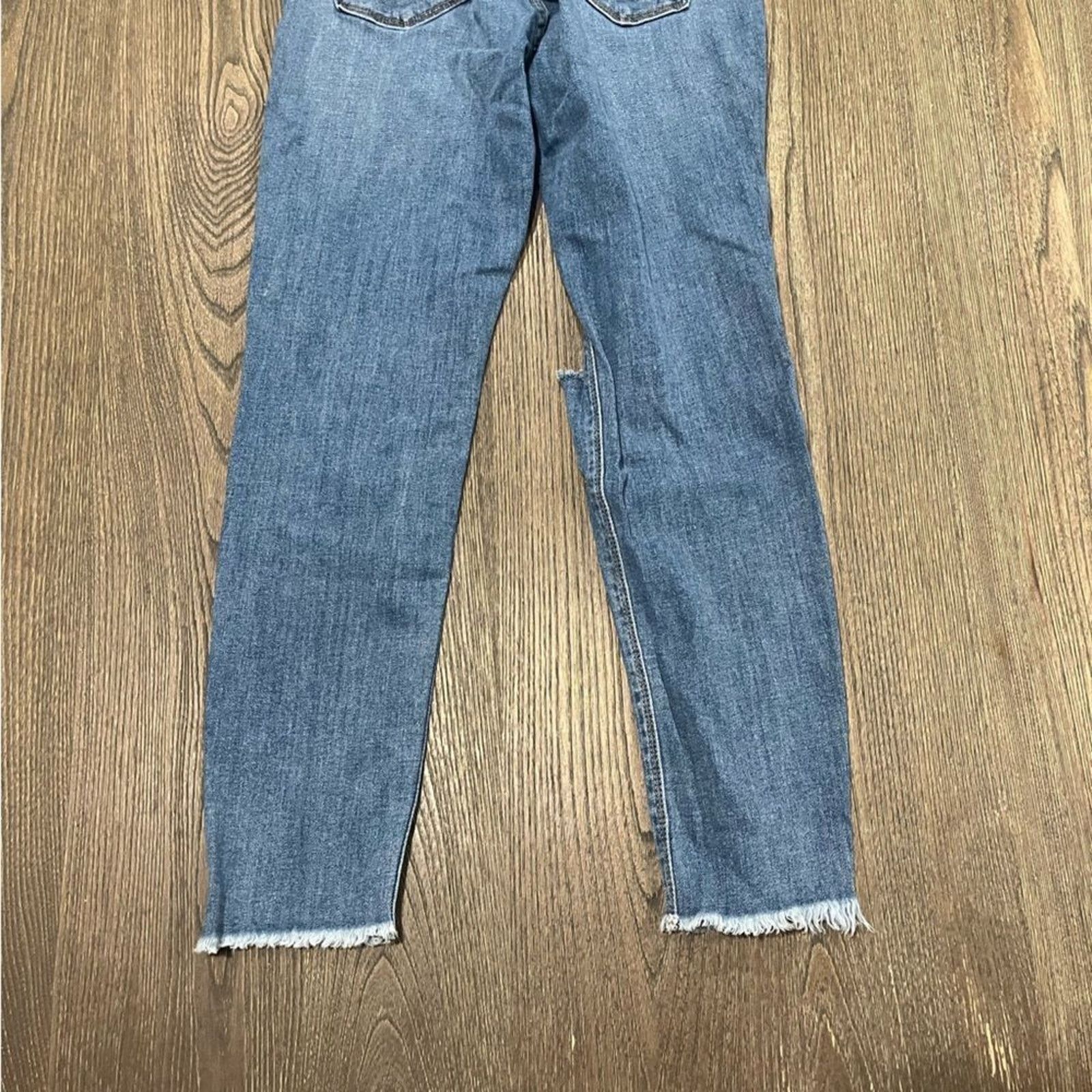 Other Just Black Denim Blue Distressed Raw Hem Skinny Jeans Sz 28 Size 28" / US 6 / IT 42 - 13 Thumbnail