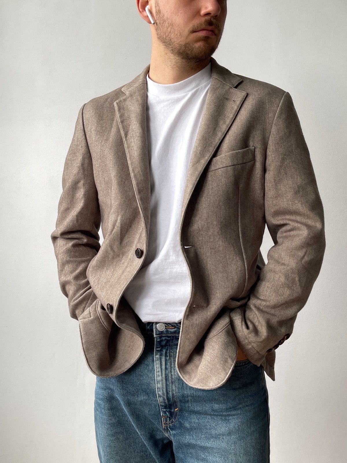 Aquascutum Aquascutum Men’s Sport Wool Beige Brown Blazer Size 42R Size 42R - 3 Thumbnail