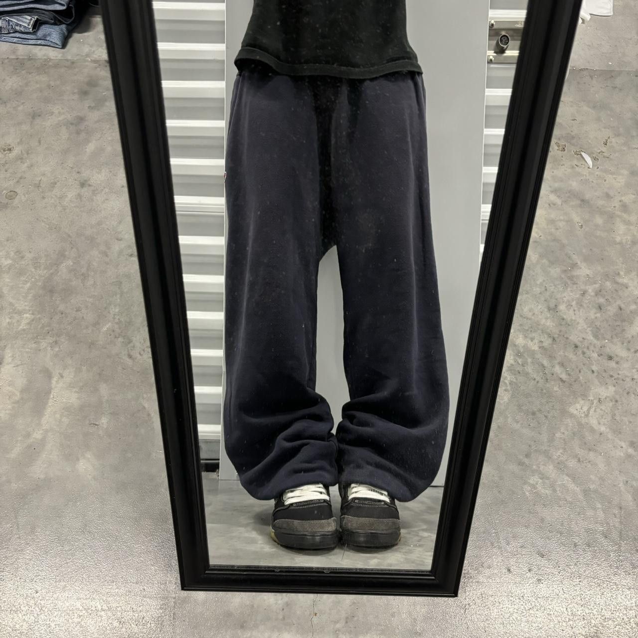 Japanese Brand × Vintage Crazy Vintage Y2K/2000s Baggy Navy Blue Skater Essential Sweatpants! Size US 36 / EU 52 - 1 Thumbnail