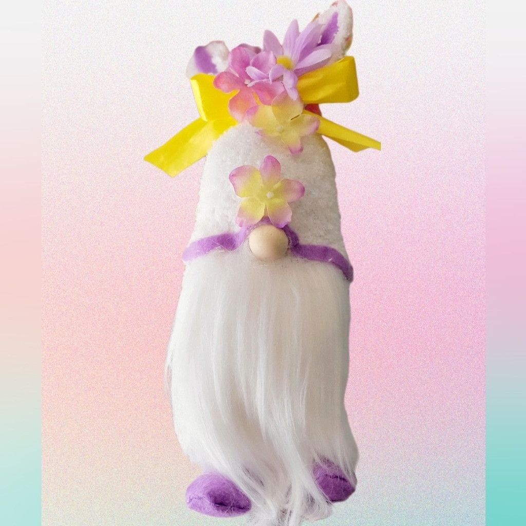 Handmade Easter Bunny Spring Flower Gnome Size ONE SIZE - 2 Thumbnail