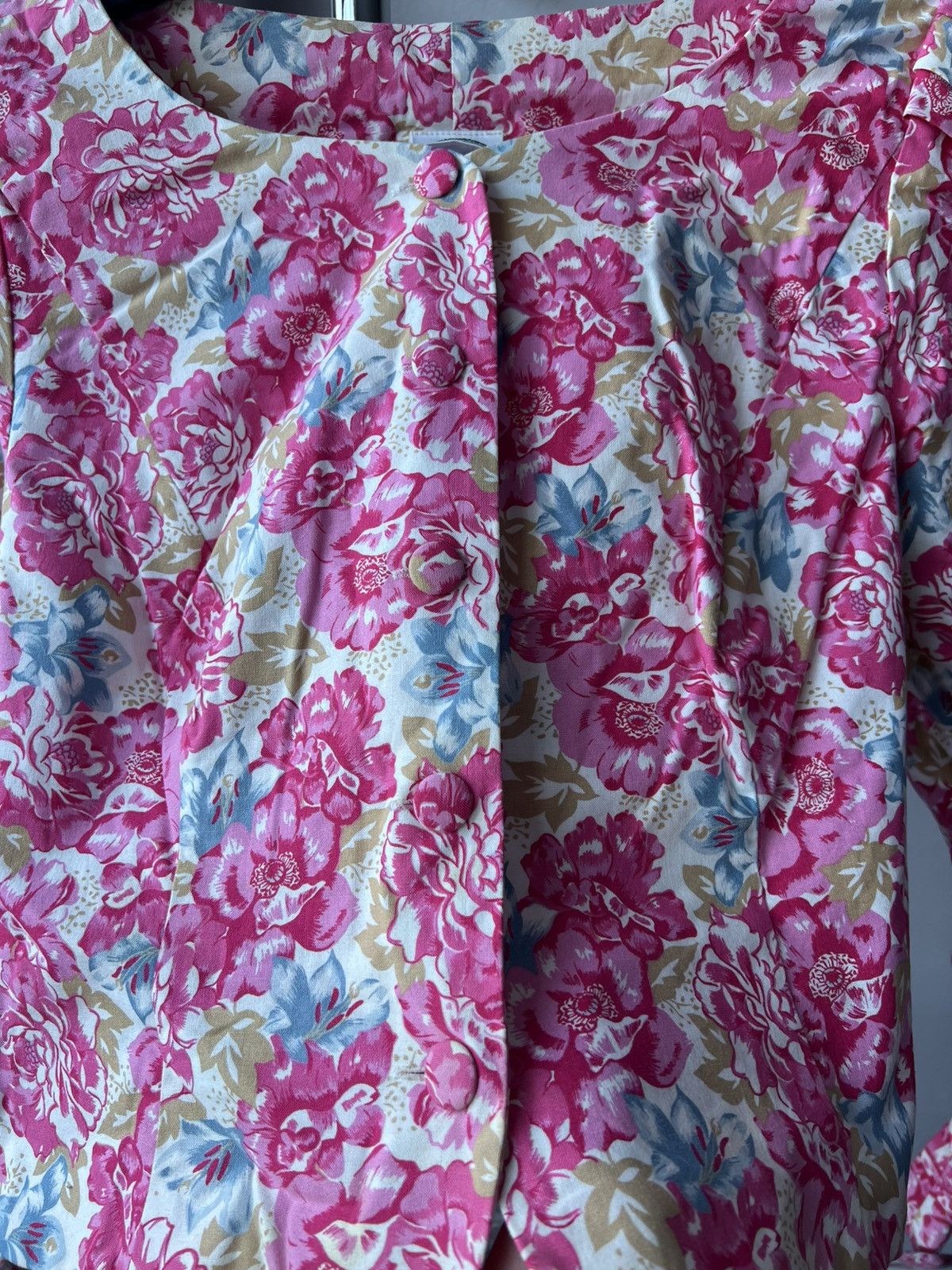 Laura Ashley VINTAGE 80’s LAURA ASHLEY PINK FLORAL ART BUTTON JACKET Uk16 Size XL / US 12-14 / IT 48-50 - 5 Thumbnail