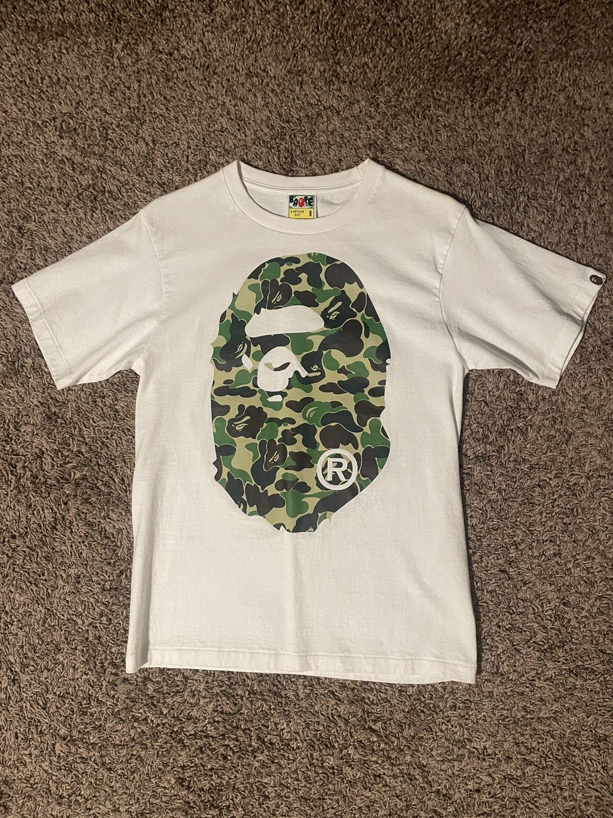 image of Bape Abc Camo Big Ape Head Tee in White, Men's (Size Small)