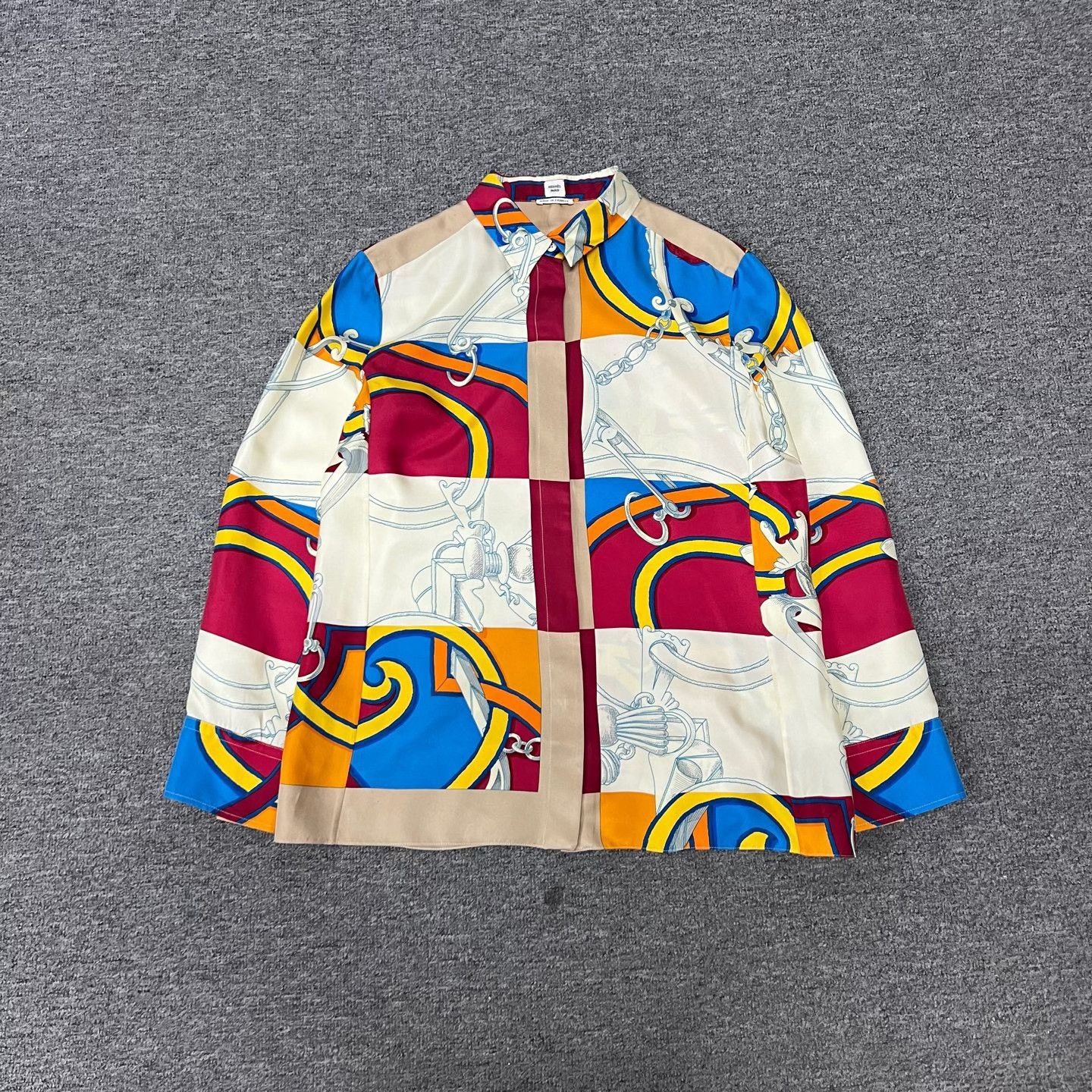 Hermes Hermes Stirrup Chain Print Silk Shirt Size XS / US 0-2 / IT 36-38 - 1 Thumbnail