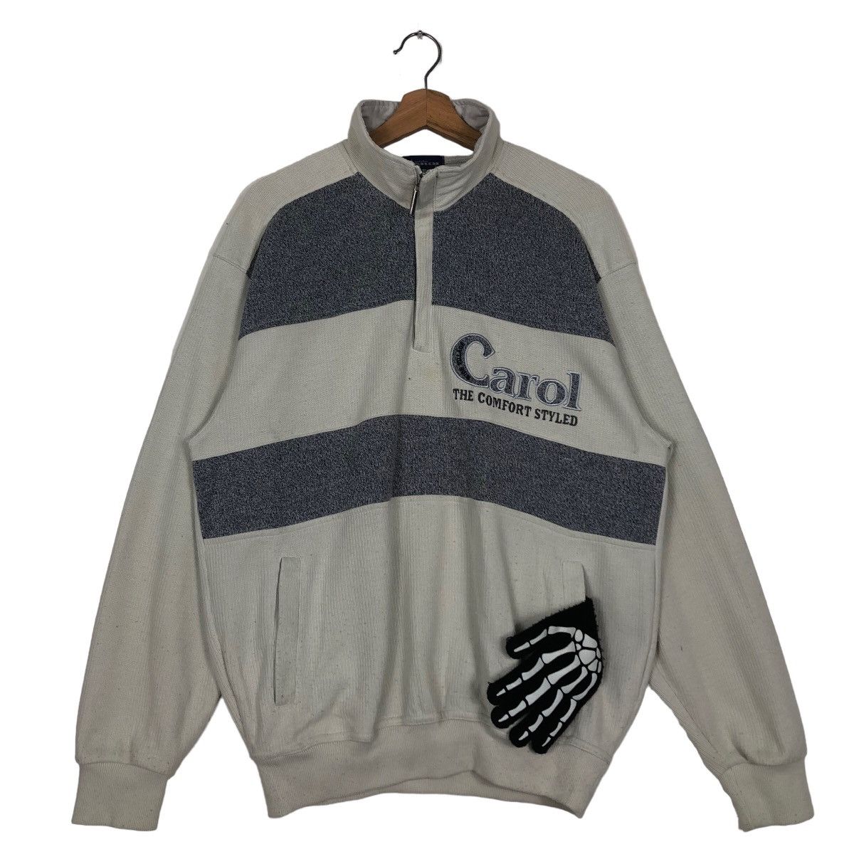 Japanese Brand 🔥90’s Vintage Sweatshirt Collar Carol Big Logo Spell Out Size US L / EU 52-54 / 3 - 2 Thumbnail