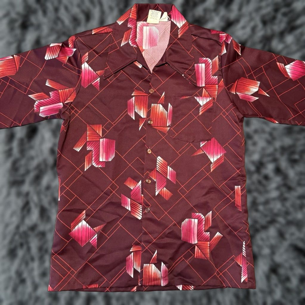 Vintage VINTAGE Paul Howard Disco Shirt Mens Large Long Sleeve Button Up Red Polyester Size US L / EU 52-54 / 3 - 1 Thumbnail