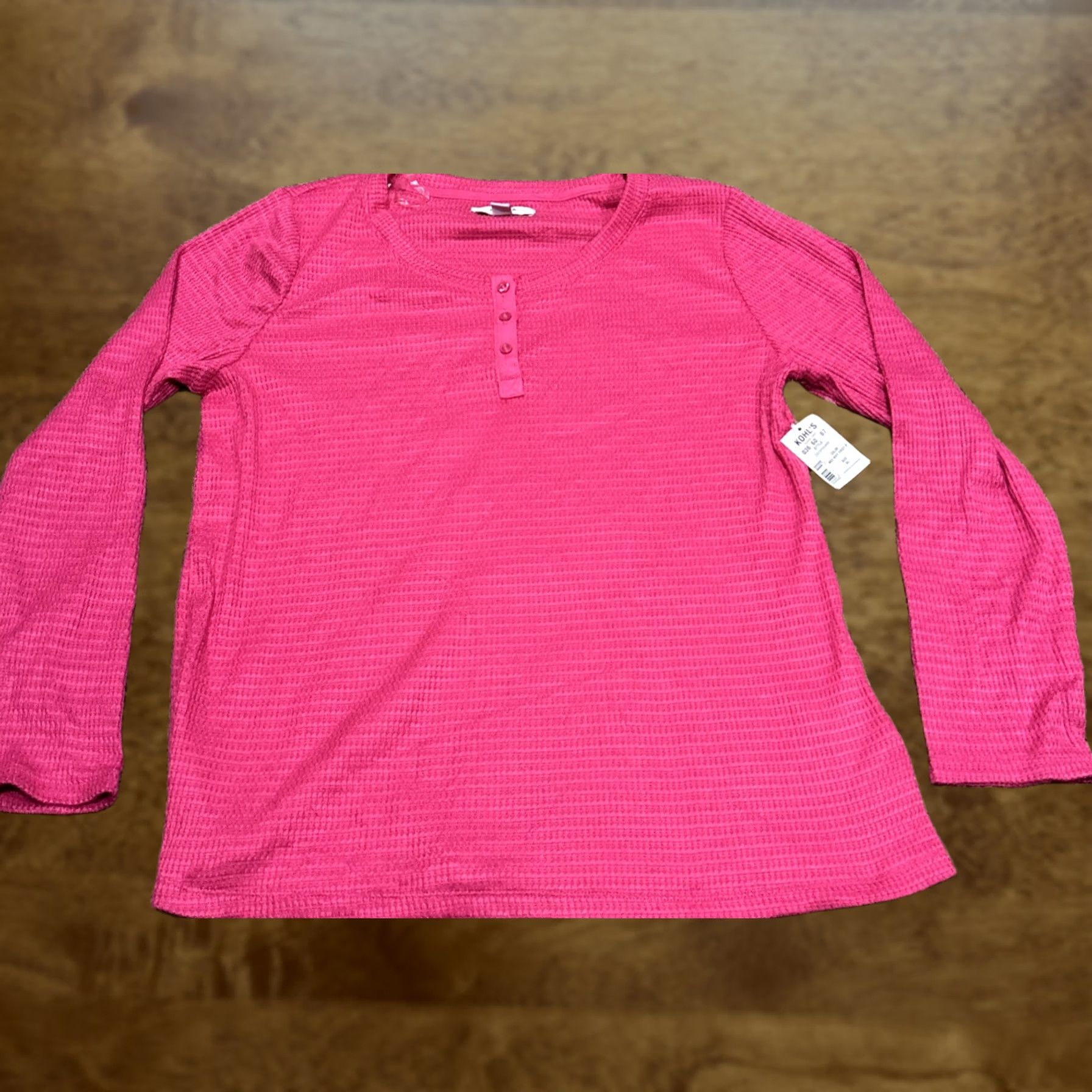Vintage Sonoma Pajama Top Women XL Pink Polyester Knit Long Sleeve Pullover NWT B23 Size XL / US 12-14 / IT 48-50 - 1 Thumbnail