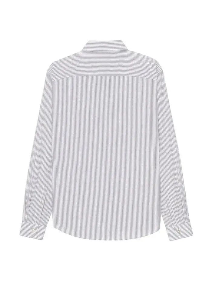 Saint Laurent Paris o1bcso1str1124 Cassandre Shirt In Striped in Grey/White Size US XXL / EU 58 / 5 - 2 Thumbnail