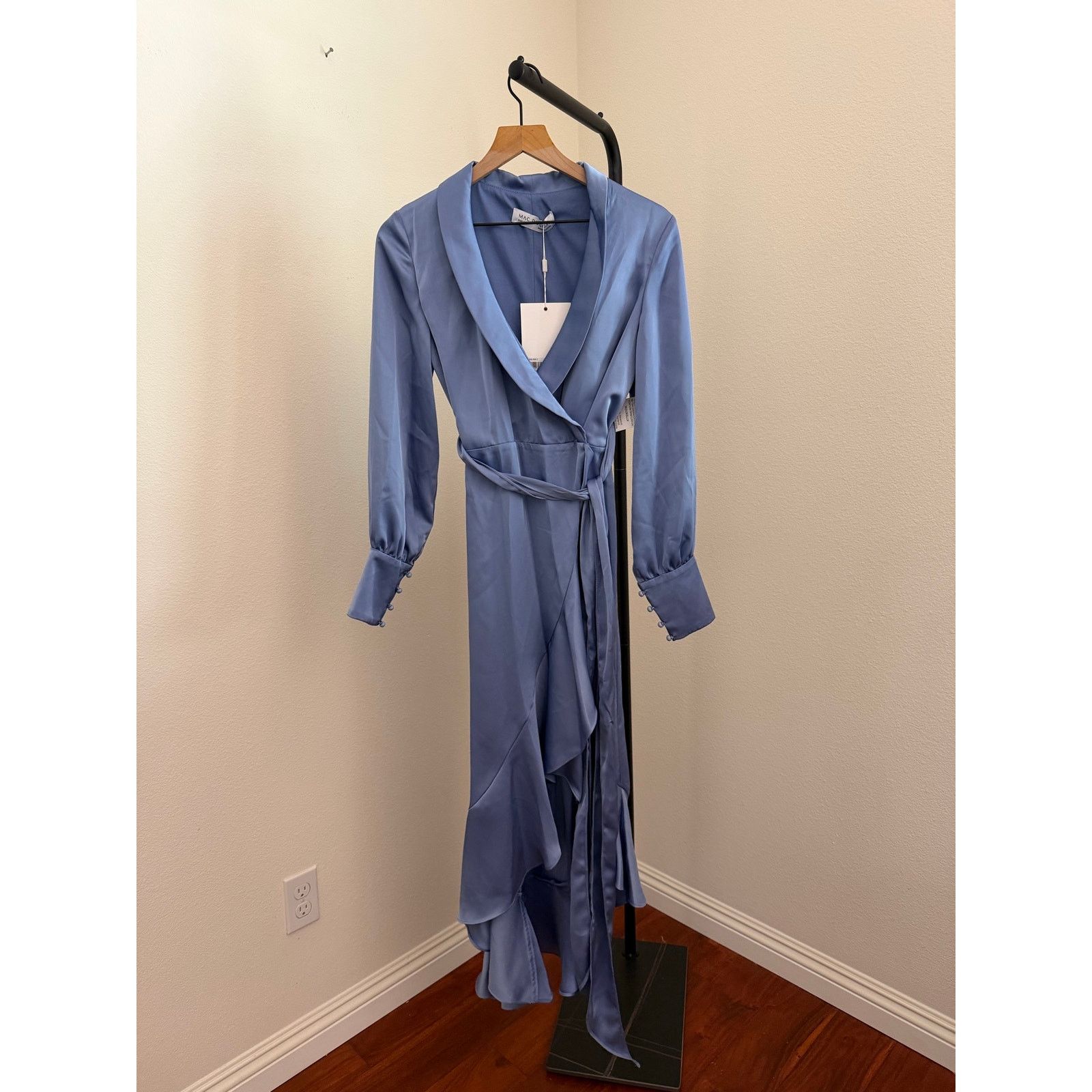 Mac Duggal MAC DUGGAL 12506 cocktail wrap periwinkle blue dress Size XS / US 0-2 / IT 36-38 - 4 Thumbnail