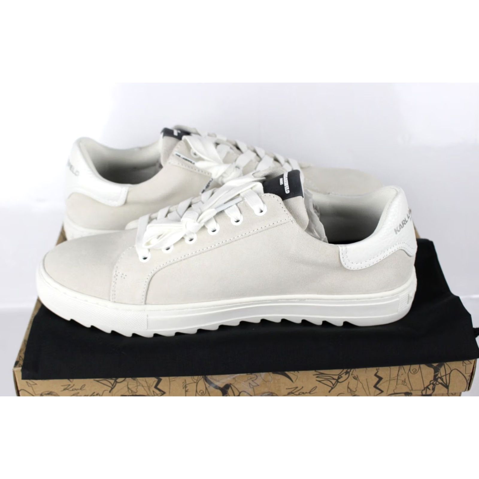 Karl Lagerfeld Karl Lagerfeld Paris Men's Suede Sneakers Size 10.5 Sandblast LF4S1021 W/Bag - Beige Leather Casual Shoes, 10.5 Mens, Sandblast, Logo, Fashion Sneaker Size US 11 / EU 44 - 2 Thumbnail
