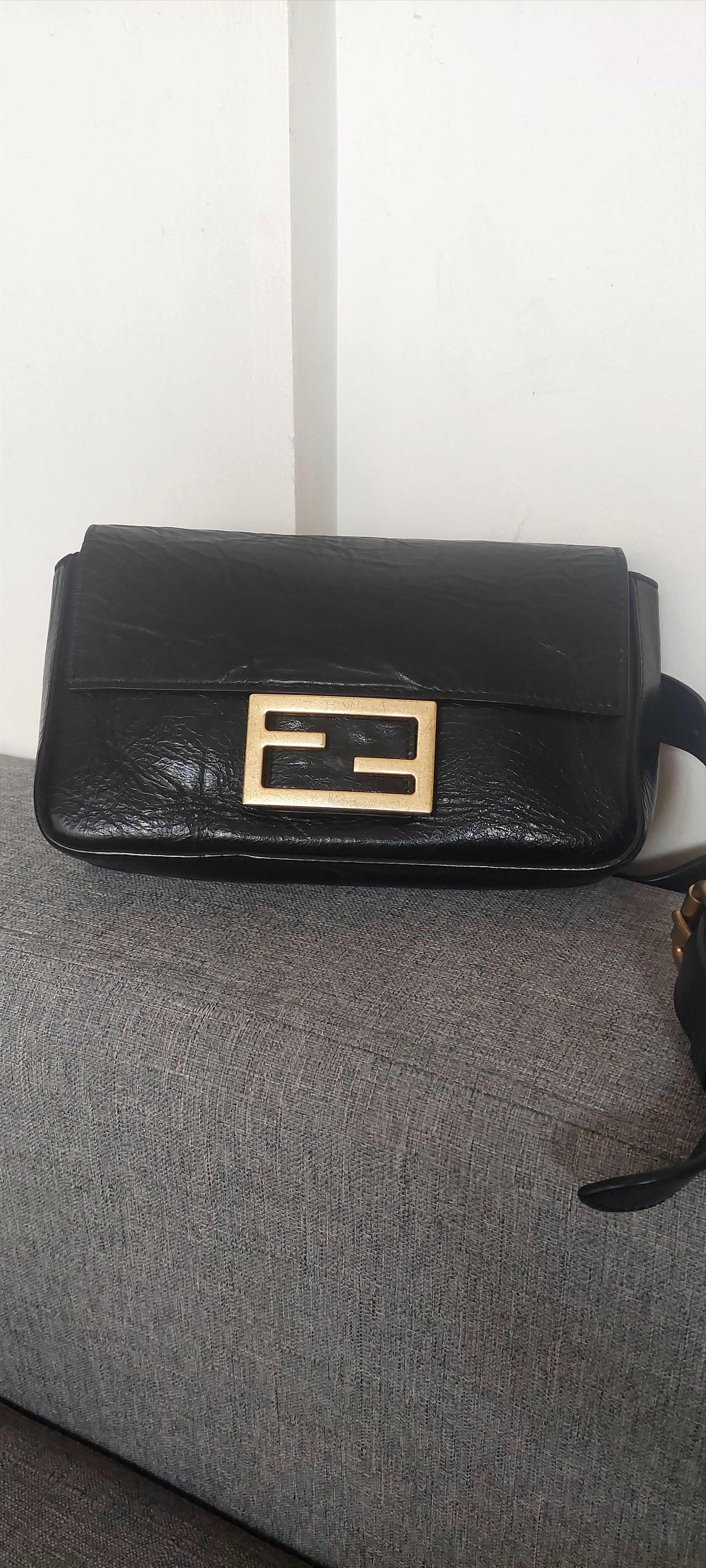 Fendi Fendi Baguette Black Leather Bag Belt Size ONE SIZE - 1 Thumbnail